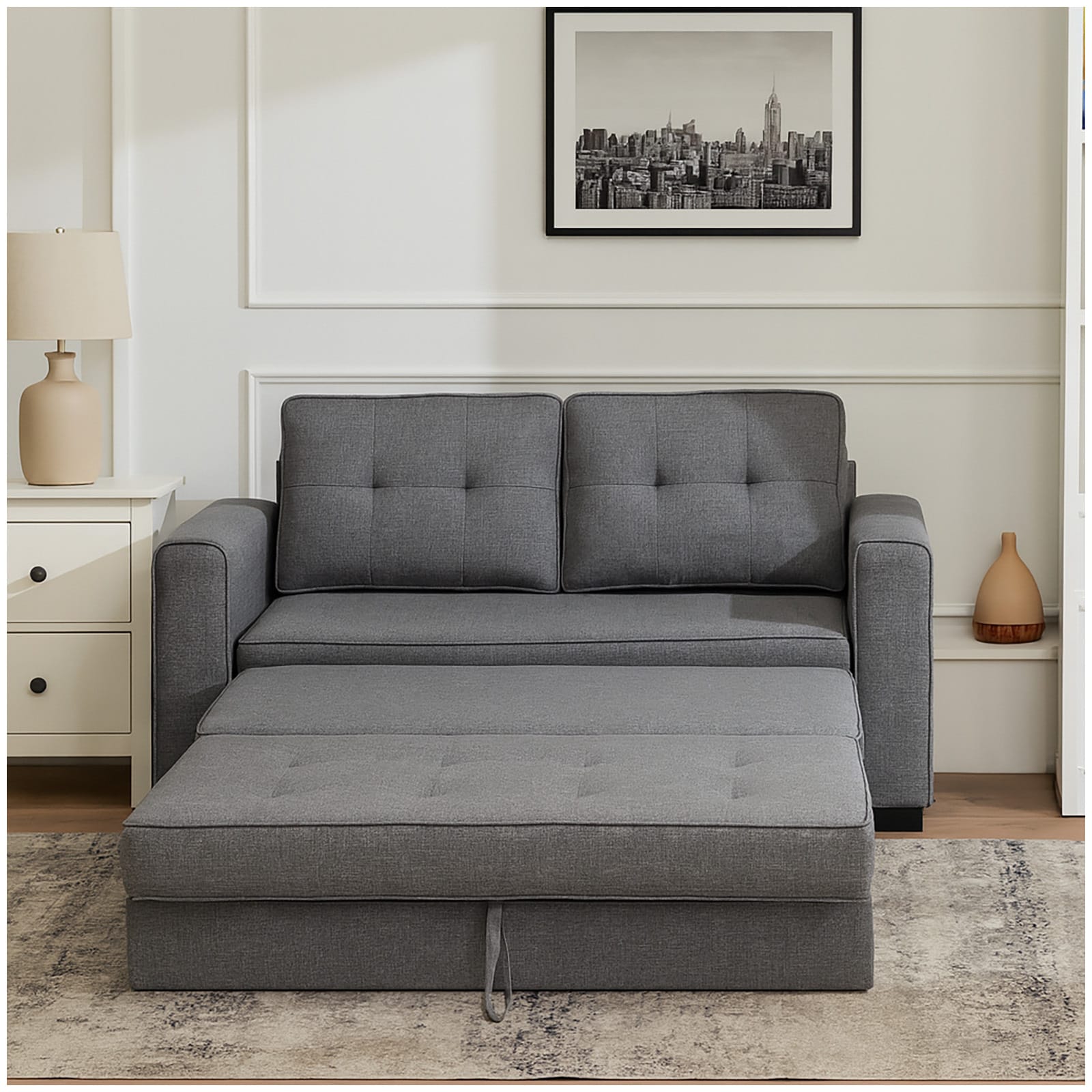 HTI-Living Zweisitzer mit Schlaffunktion Hellgrau Azaria - Bild 1