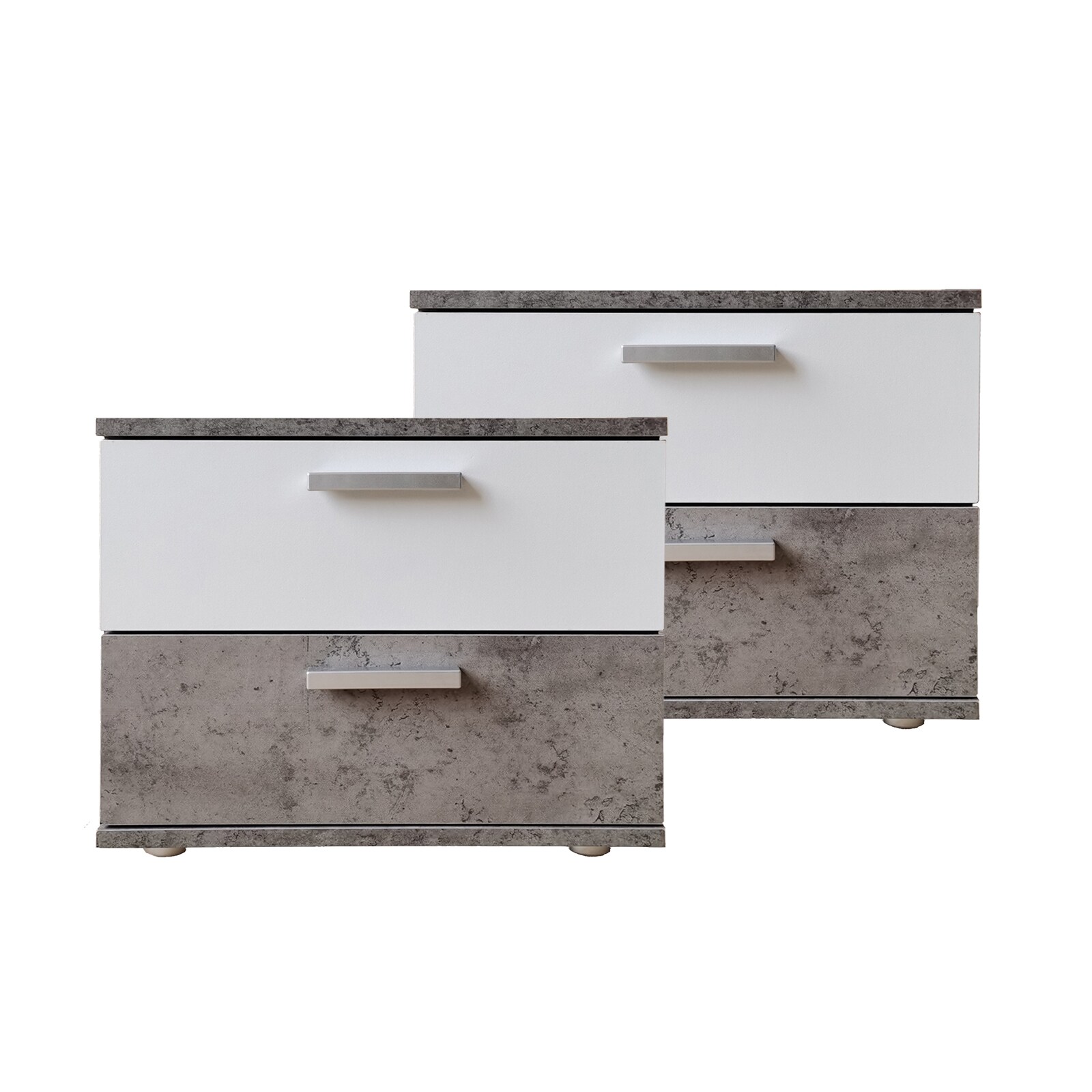 HTI-Living Nachtschrank 2er Set Beton Weiß Nina