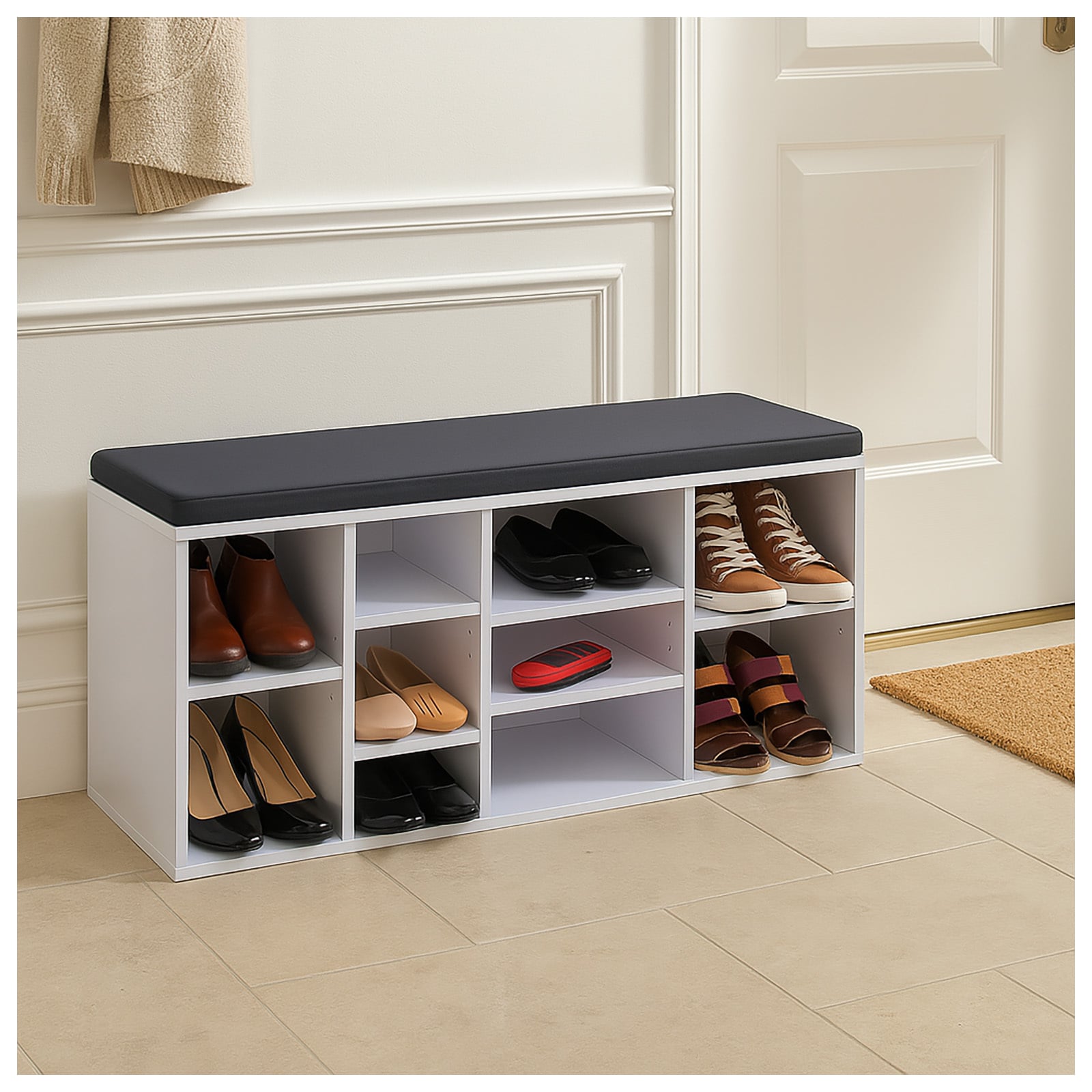 HTI-Living Garderobenbank mit 10 F&auml;chern inkl. Sitzkissen - Bild 1