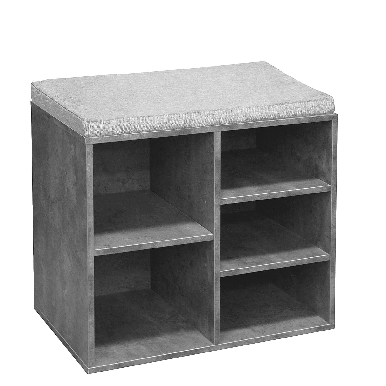 HTI-Living Garderobenbank mit 5 F&auml;chern inkl. Sitzkissen Beton - Bild 1