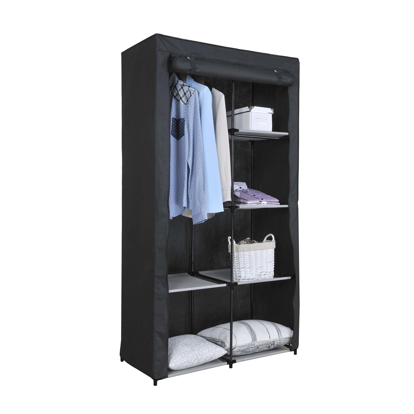 HTI-Living Stoffschrank mit 6 Regalf&auml;chern und 1 Kleiderstange - Bild 1