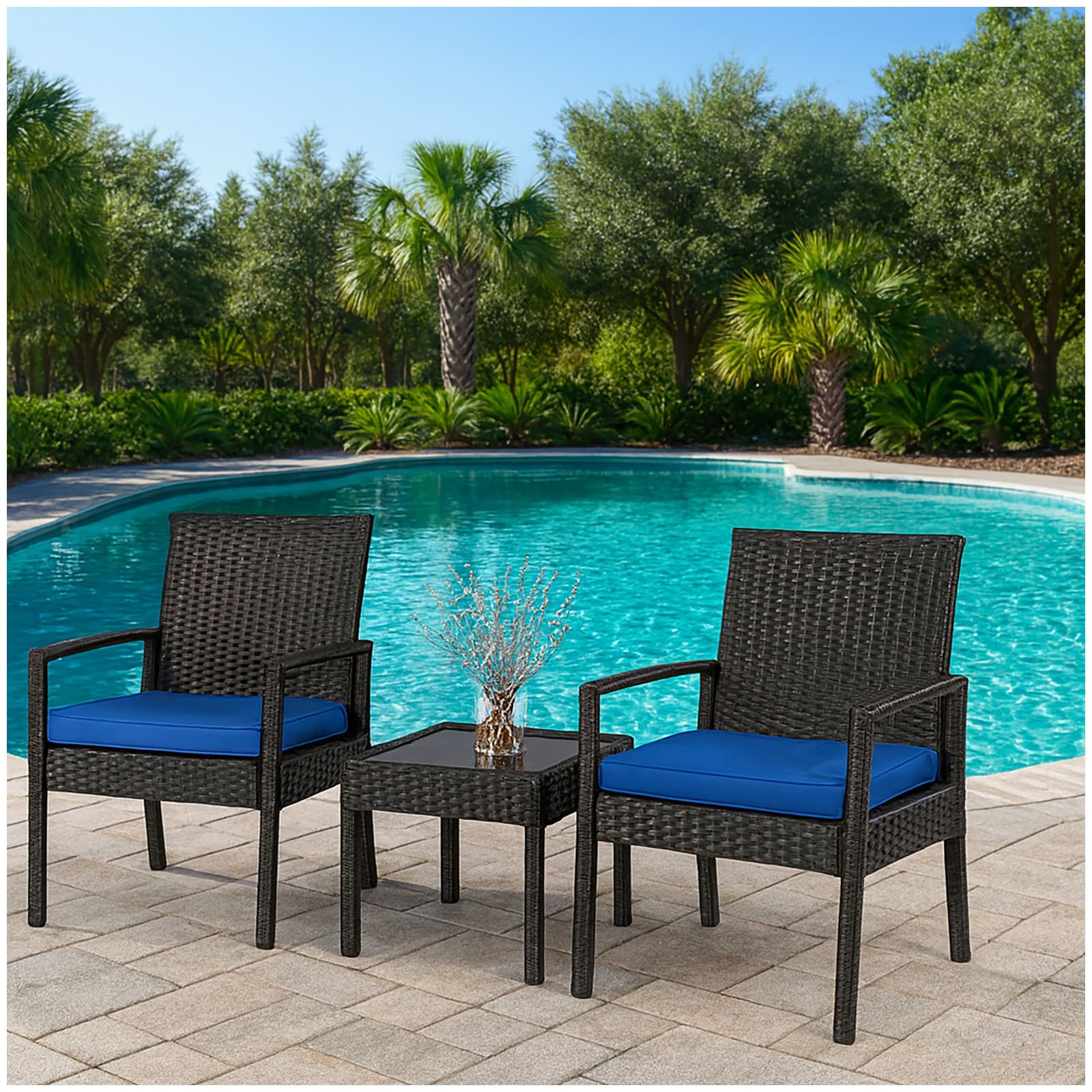 HTI-Living Sitzgruppe 3-teilig Santadi Blaue Kissen - Bild 1