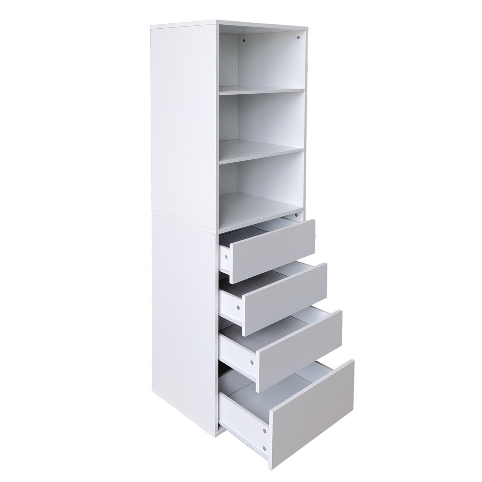 HTI-Living Hohe offene Kommode 3 Regalfächer 4 Schubladen
