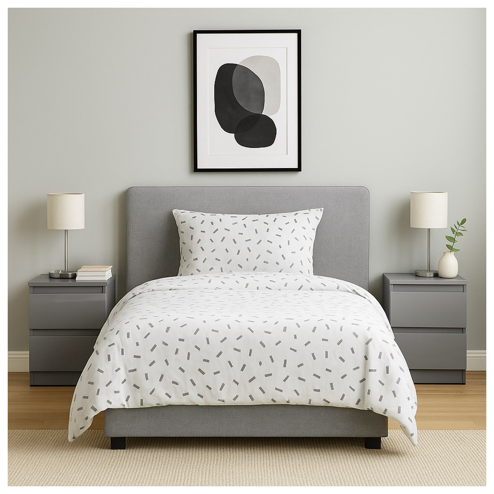 HTI-Living Nachtschrank Kenji Hochglanz Grau 2er-Set - Bild 1