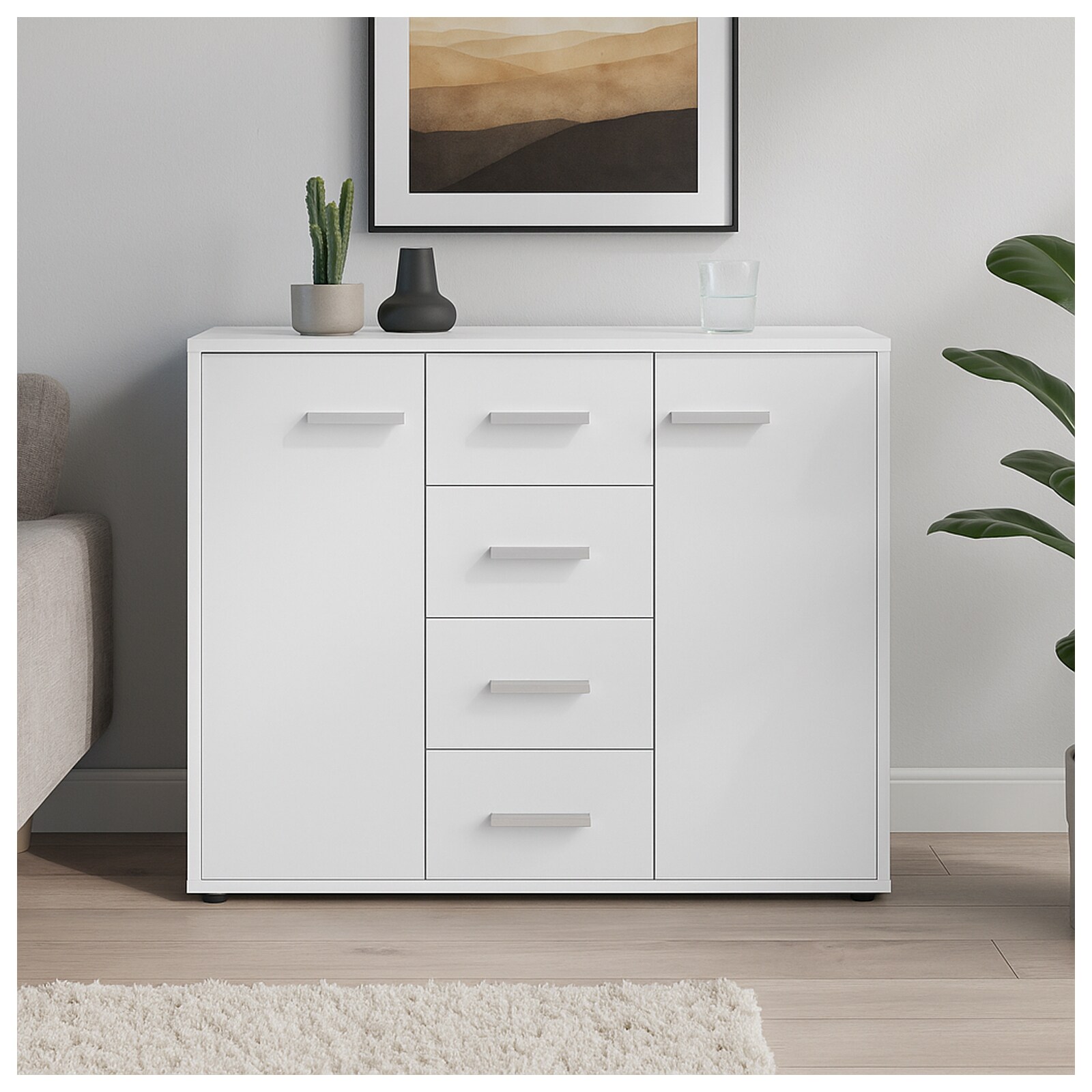 HTI-Living Sideboard Nina mit 4 Schubladen Wei&szlig; - Bild 1