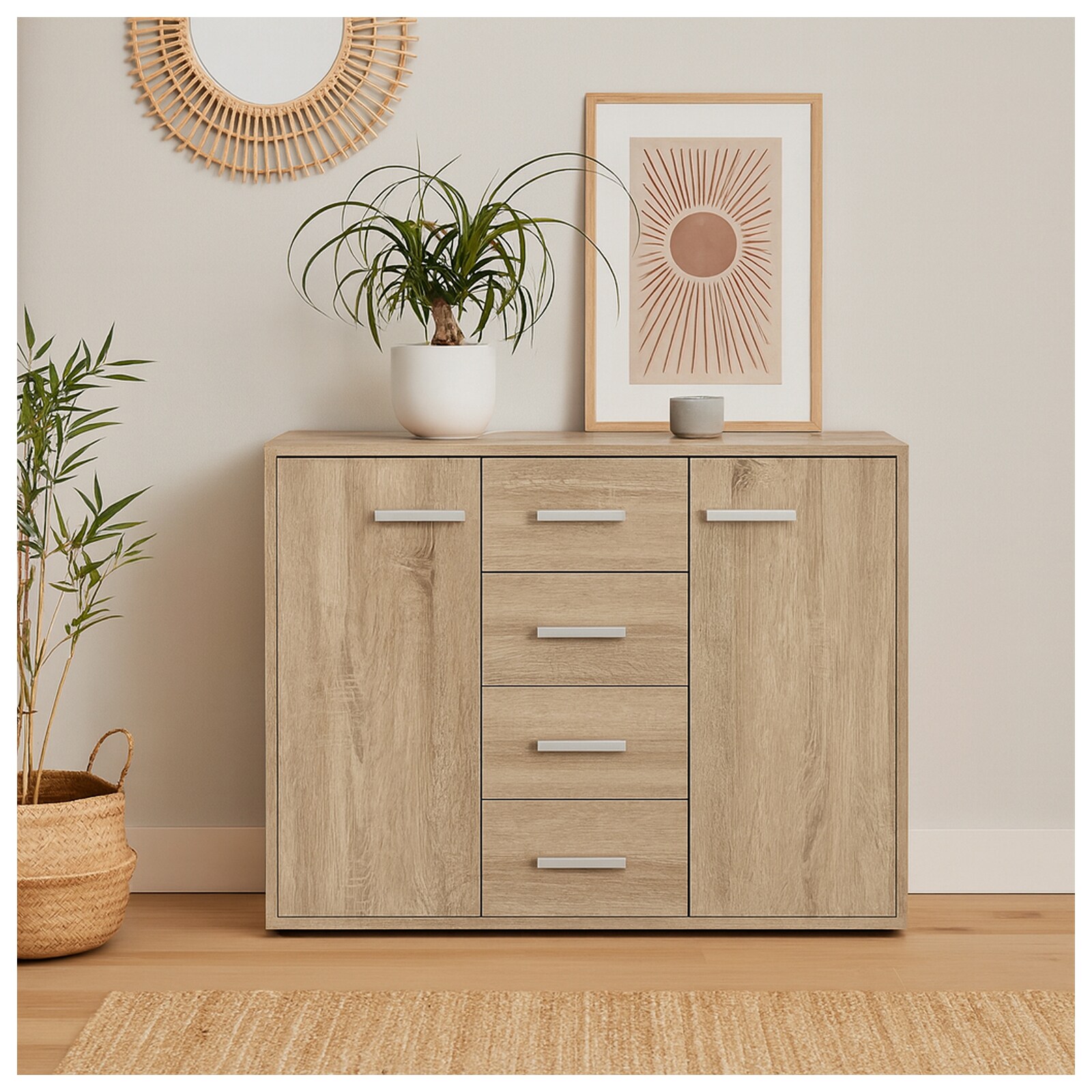 HTI-Living Sideboard Nina mit 4 Schubladen Sonoma - Bild 1