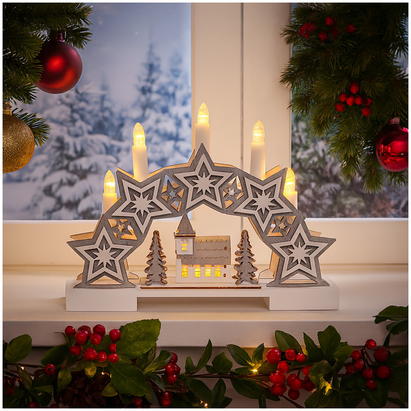 HTI-Living Leuchtbogen Sterne und Kirche | 04255701927781