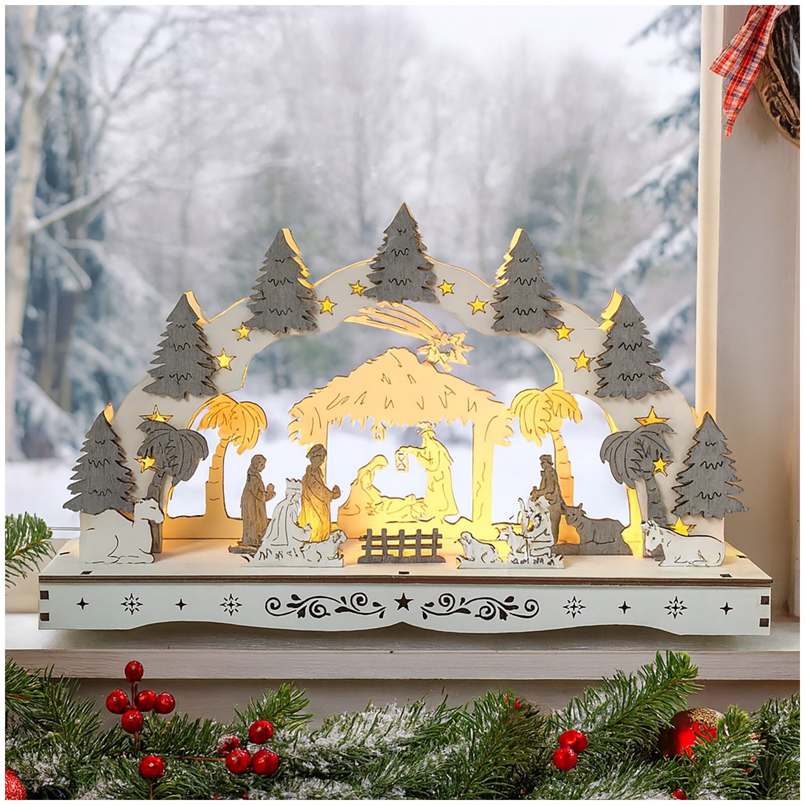 HTI-Living Leuchtbogen Heilige Familie mit Krippe - Bild 1