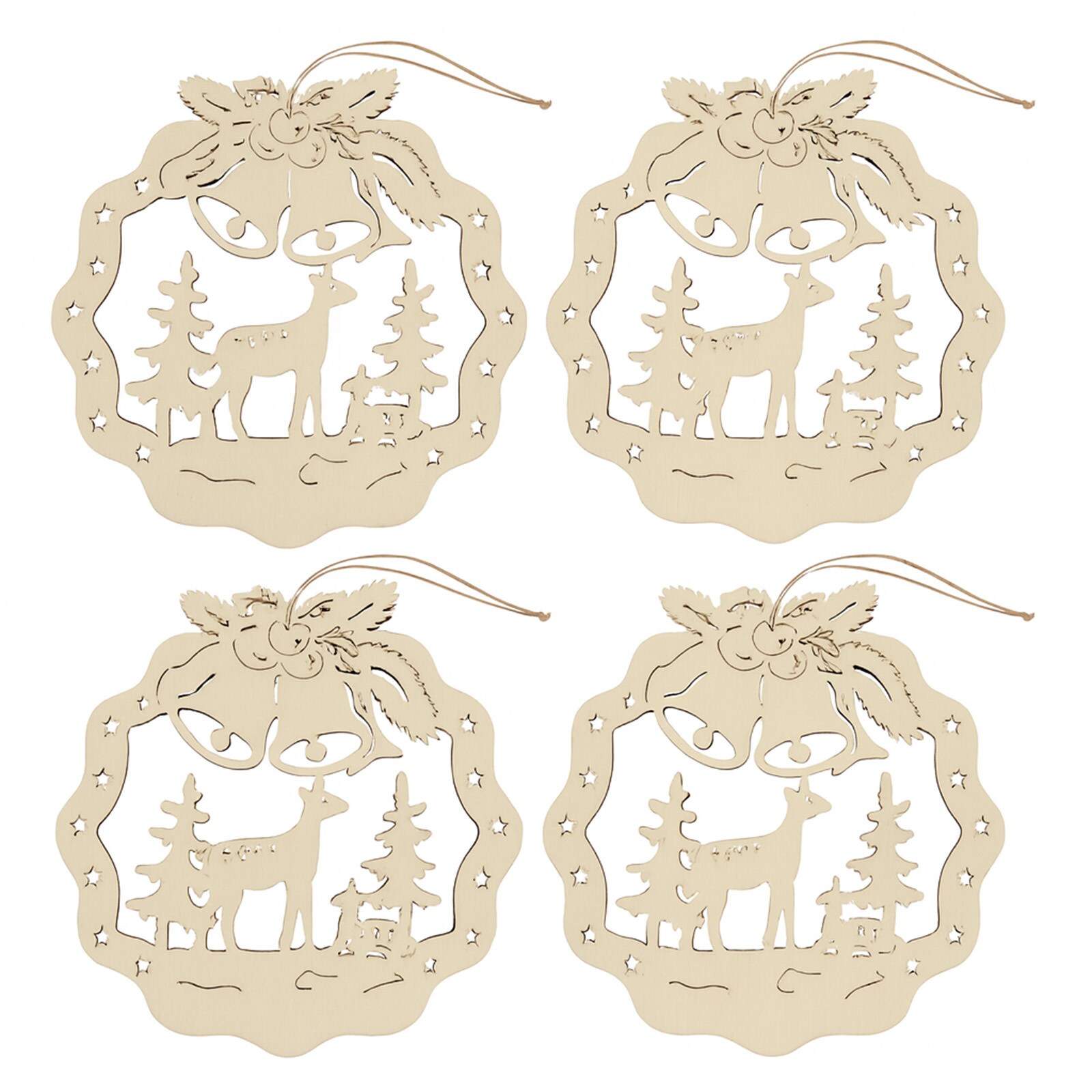 HTI-Living Fensterbild 4er Set Rehe im Wald - Bild 1