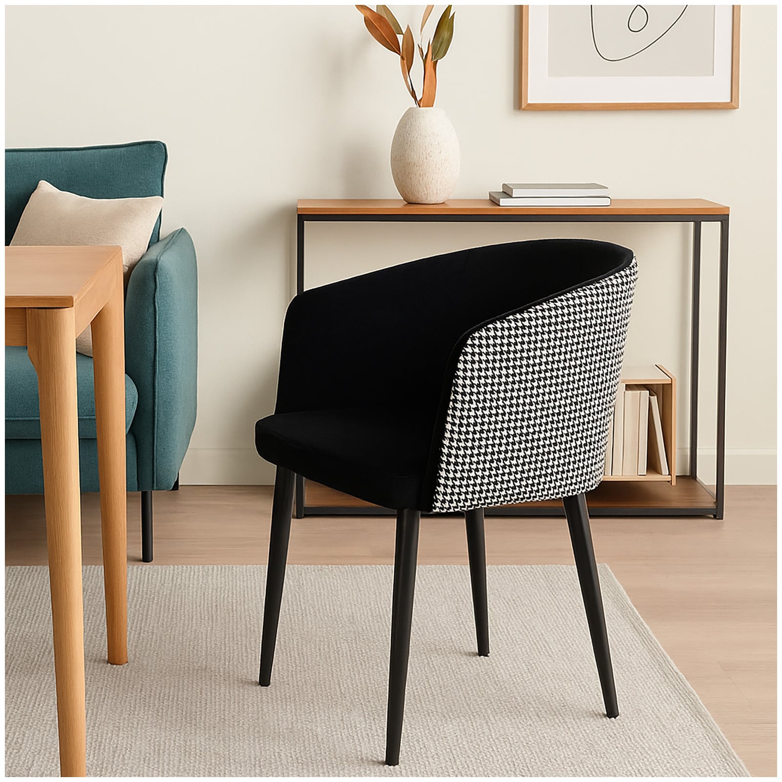 HTI-Living Esszimmerstuhl Destin Hahnentritt Schwarz-Wei&szlig; - Bild 1