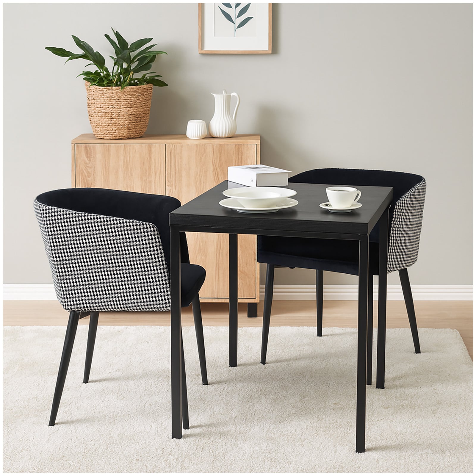 HTI-Living Esszimmerstuhl Destin Hahnentritt Schwarz-Wei&szlig; 2er-Set - Bild 1