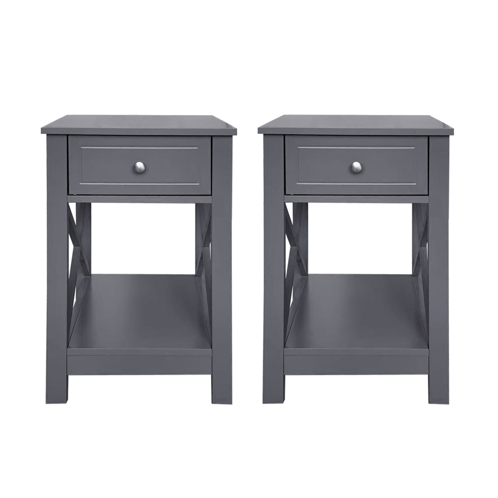 HTI-Living Nachttisch Hayet Grau 2er-Set