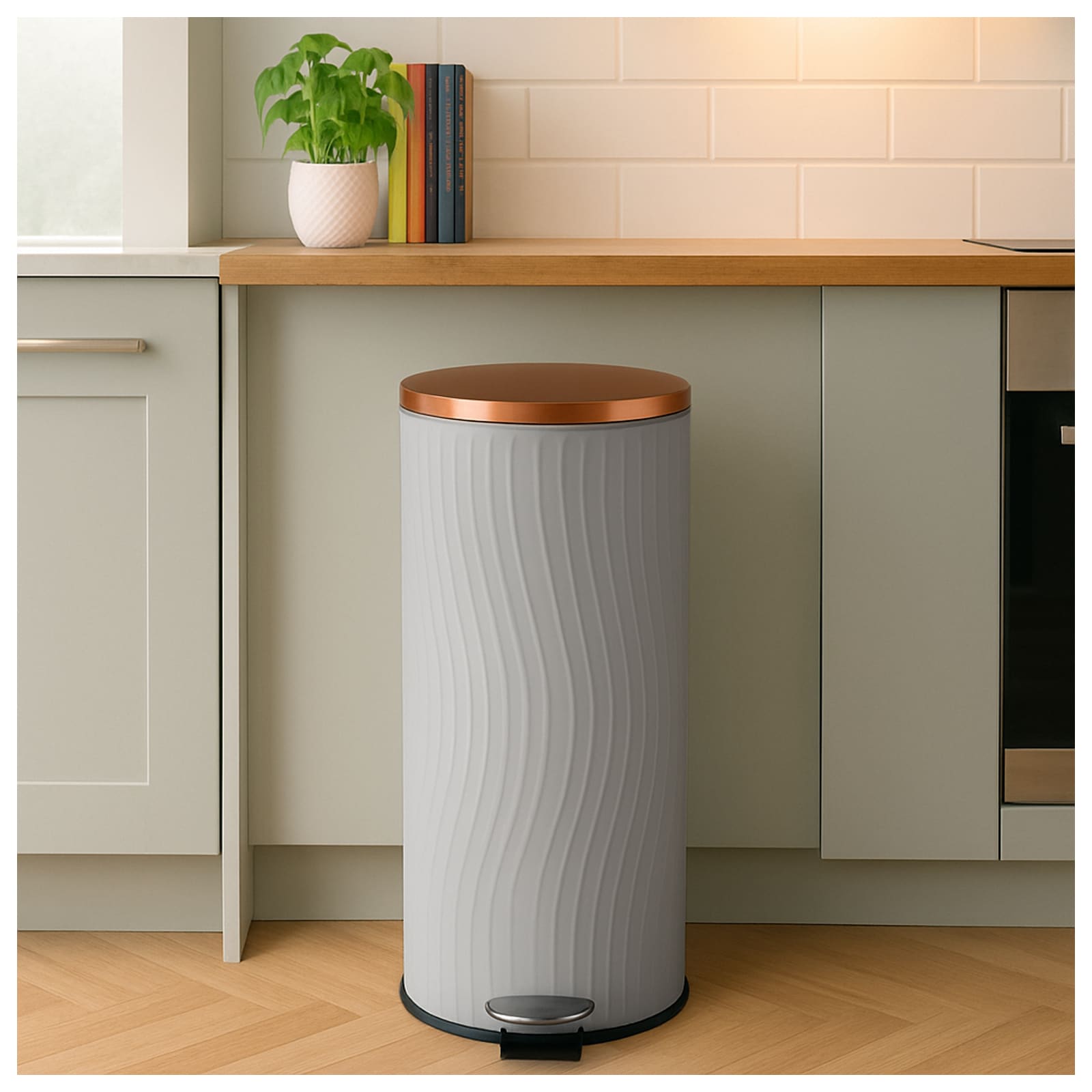 HTI-Living M&uuml;lleimer 30 Liter Grau/Kupfer Jannik - Bild 1