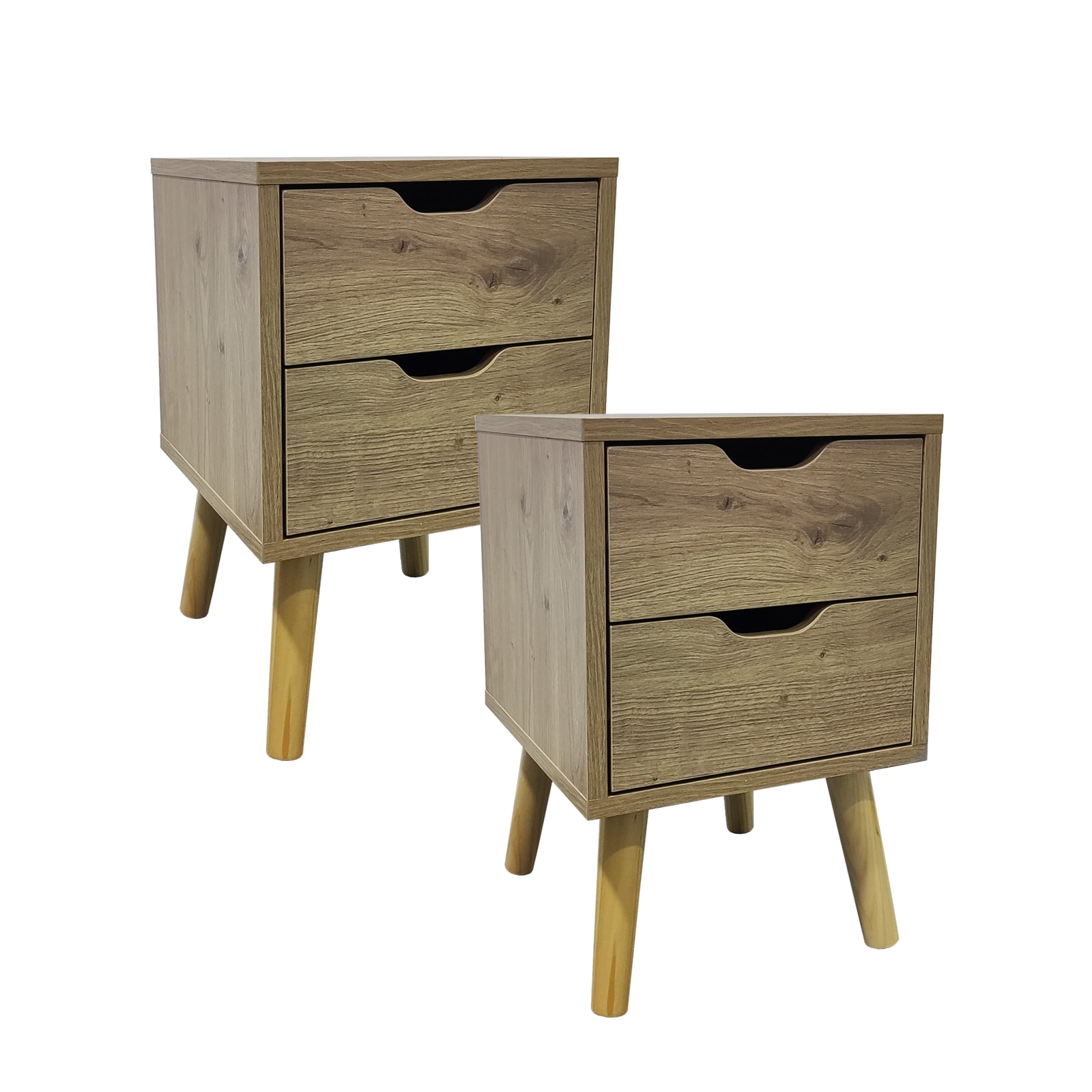 HTI-Living Nachttisch 2 Schubladen 2er-Set Thekla Artisaneiche - Bild 1