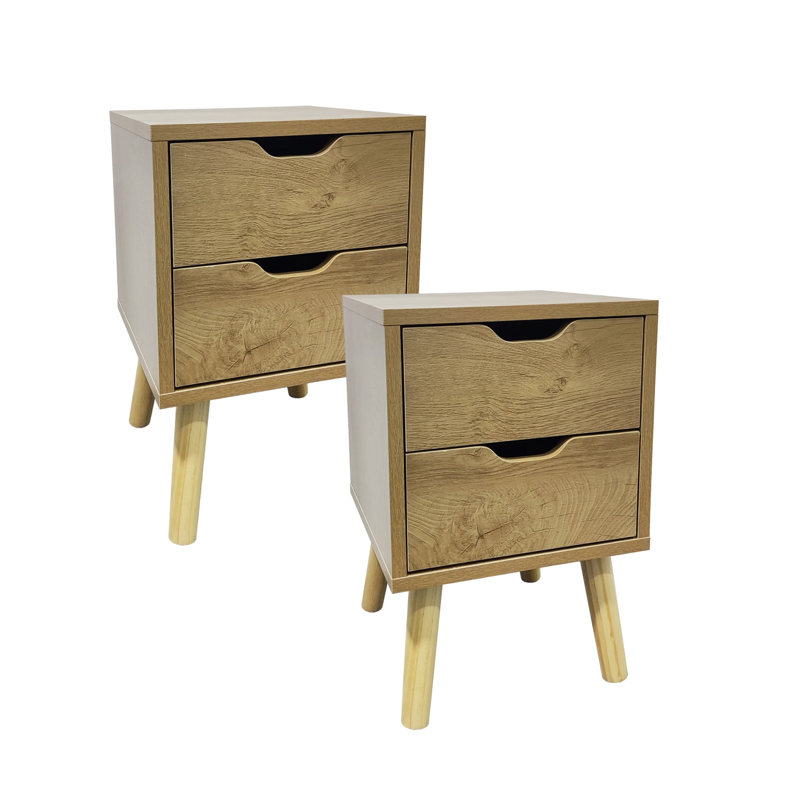 HTI-Living Nachttisch 2 Schubladen 2er-Set Thekla Baumscheibe - Bild 1