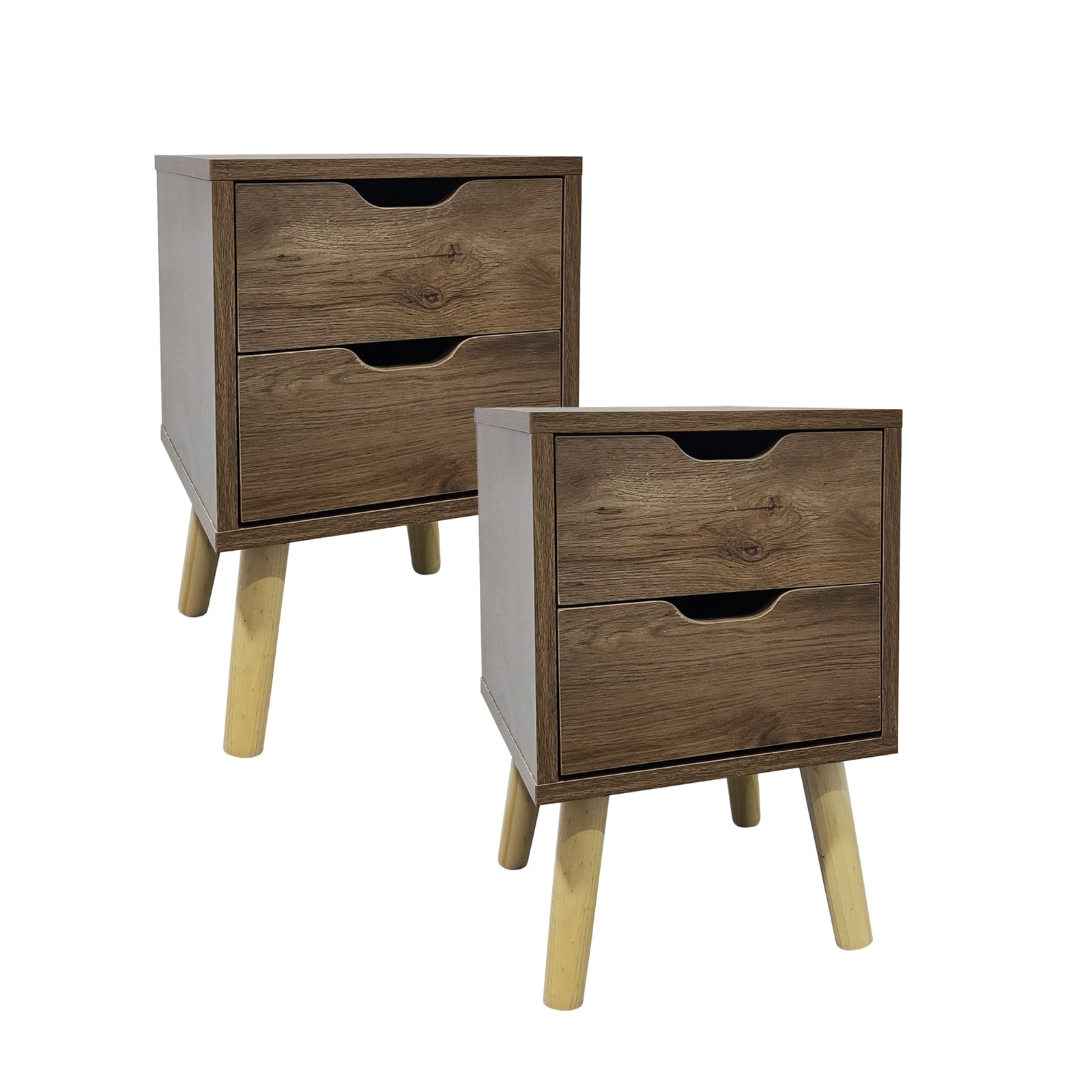 HTI-Living Nachttisch 2 Schubladen 2er-Set Thekla Eiche - Bild 1