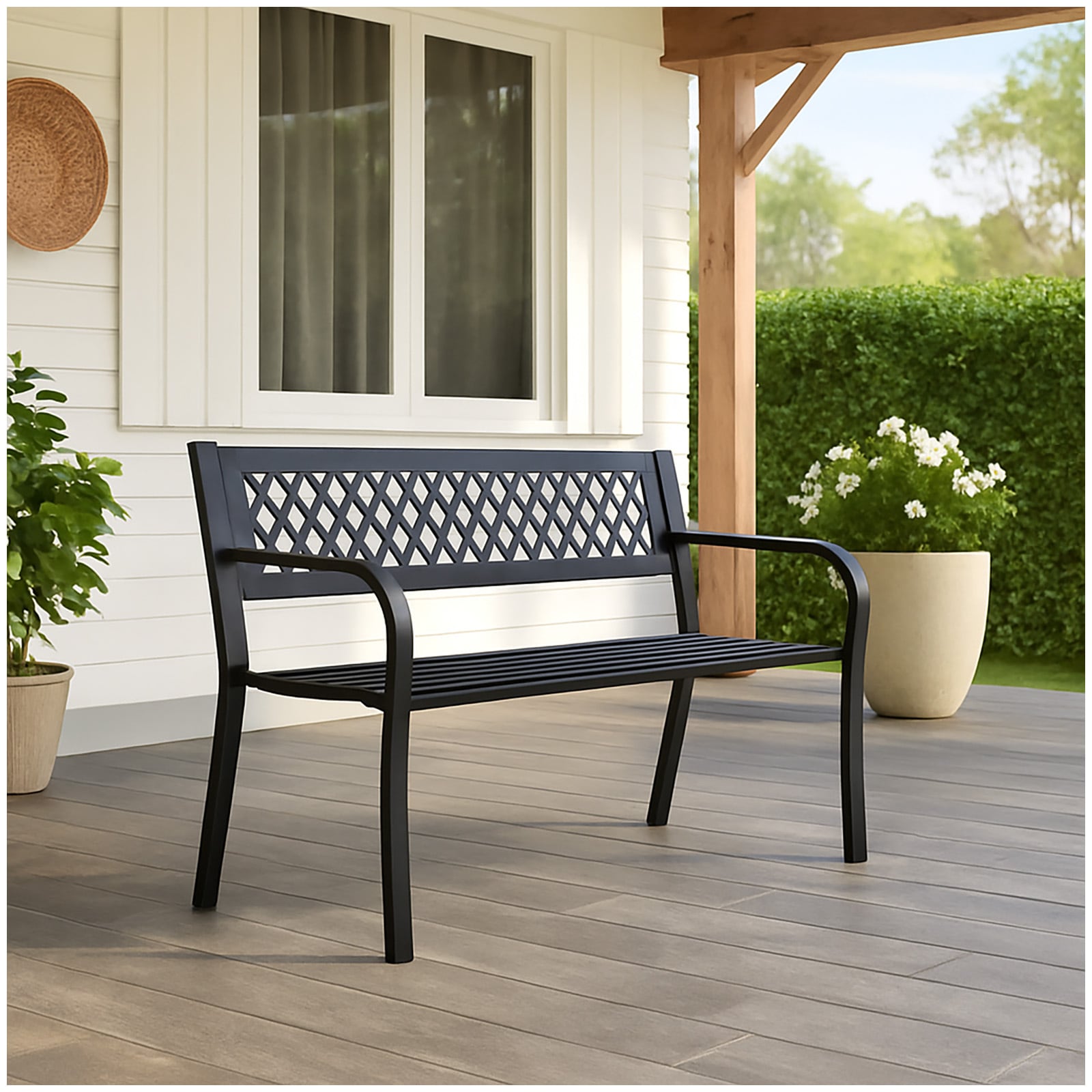 HTI-Living Gartenbank Metallbank Schwarz - Bild 1