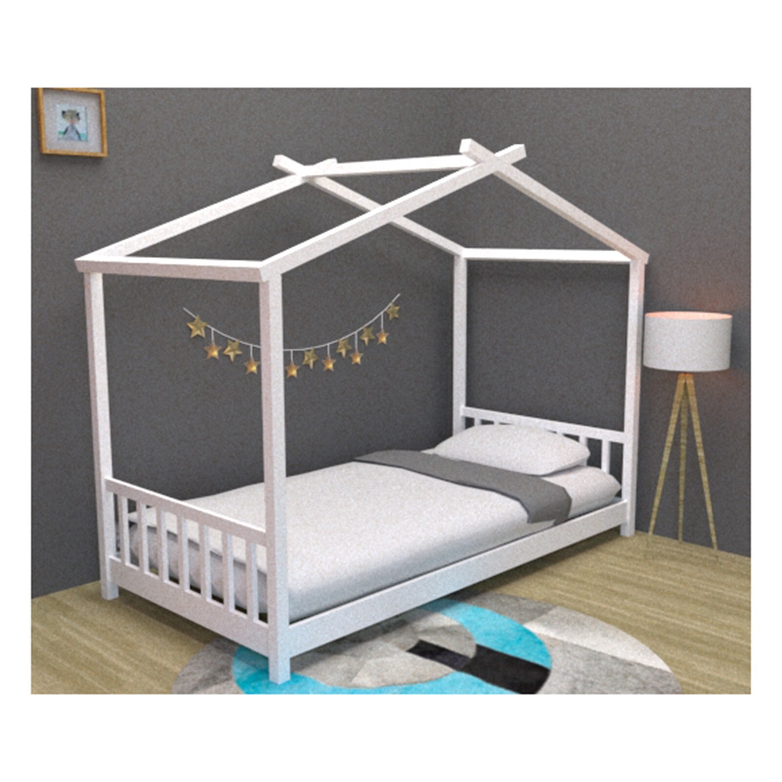 HTI-Living Hausbett Wei&szlig; 90 x 200 cm - Bild 1