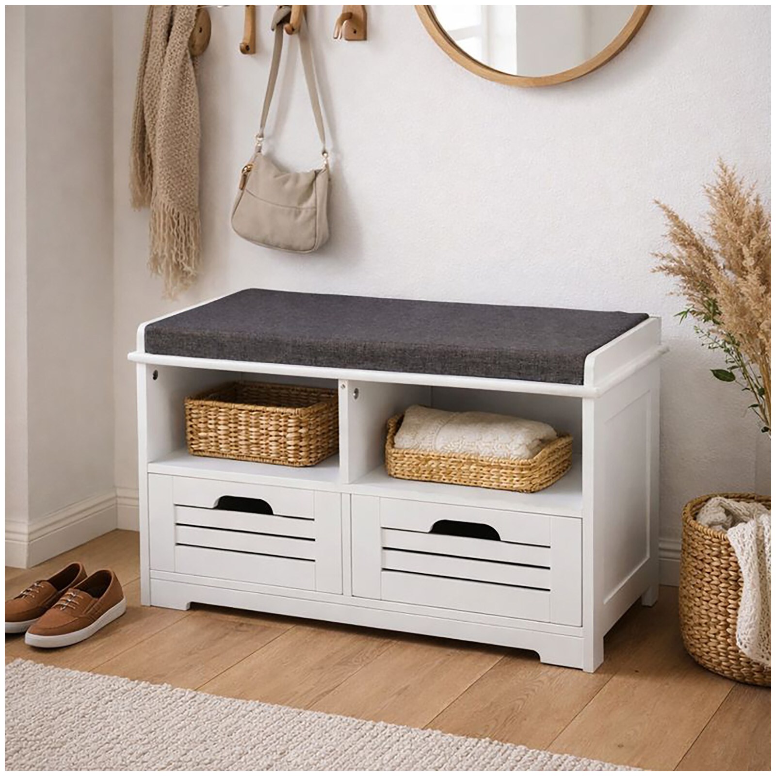 HTI-Living Schuhschrank weiß mit Sitzfläche