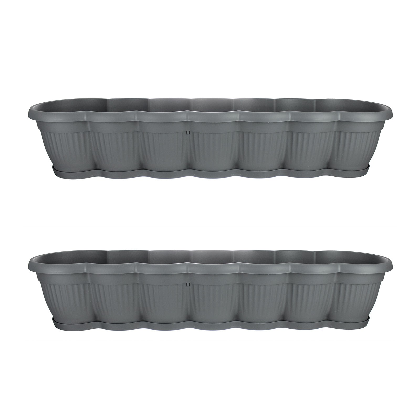 HTI-Living Blumenkasten mit Untersetzer 80 cm 2er Set Anthrazit - Bild 1