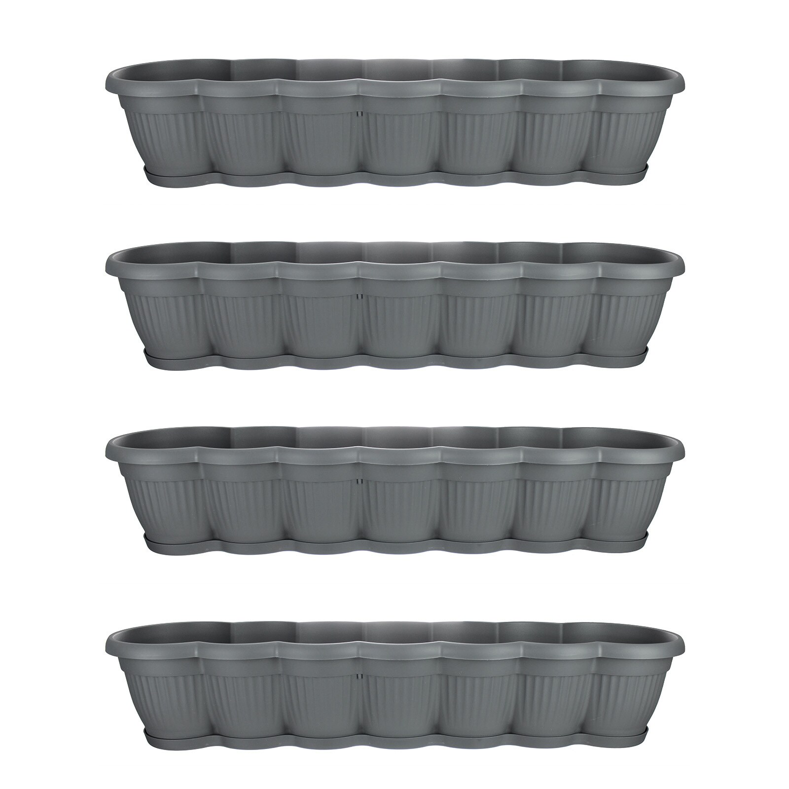 HTI-Living Blumenkasten mit Untersetzer 80 cm 4er Set Anthrazit - Bild 1