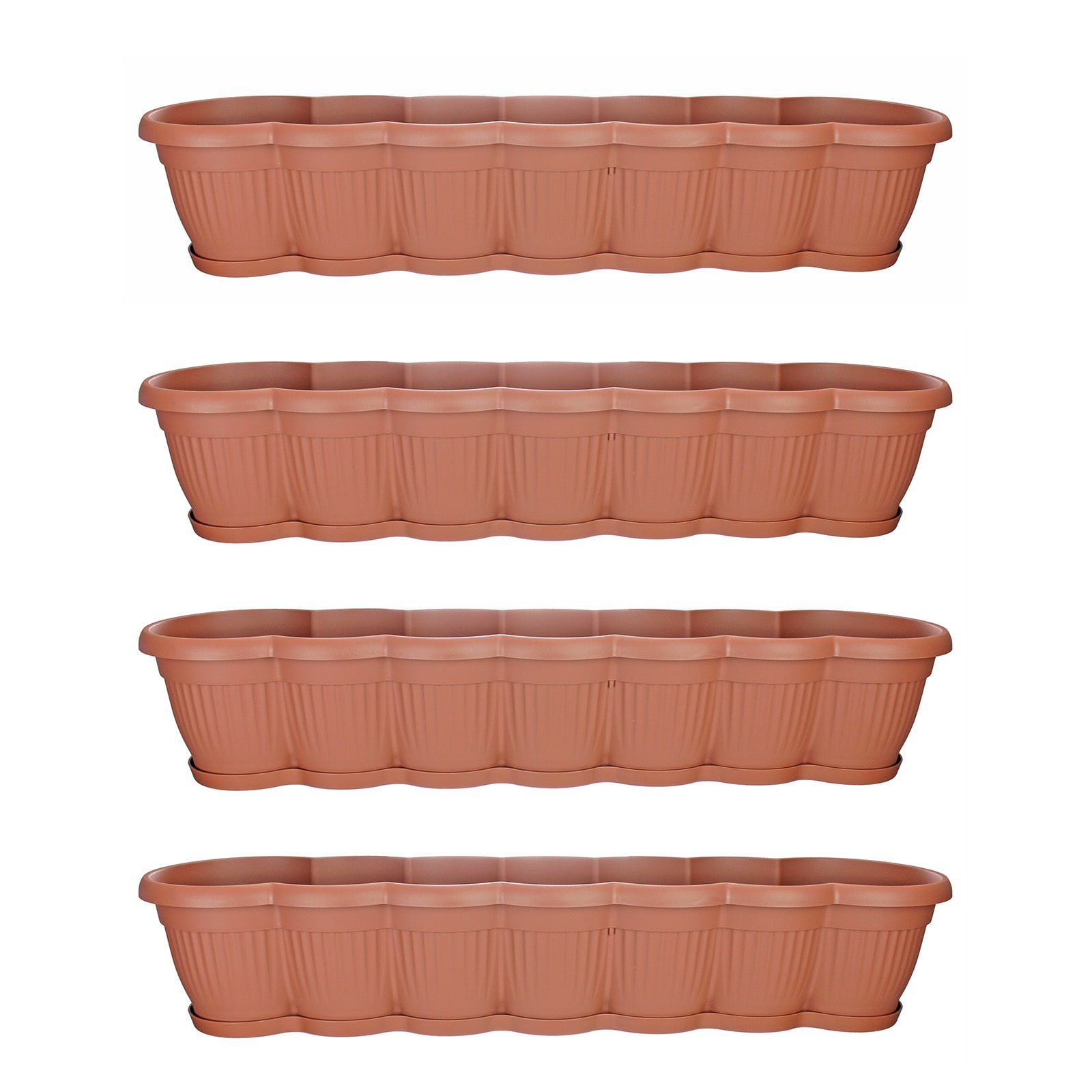 HTI-Living Blumenkasten mit Untersetzer 80 cm 4er Set Terracotta - Bild 1