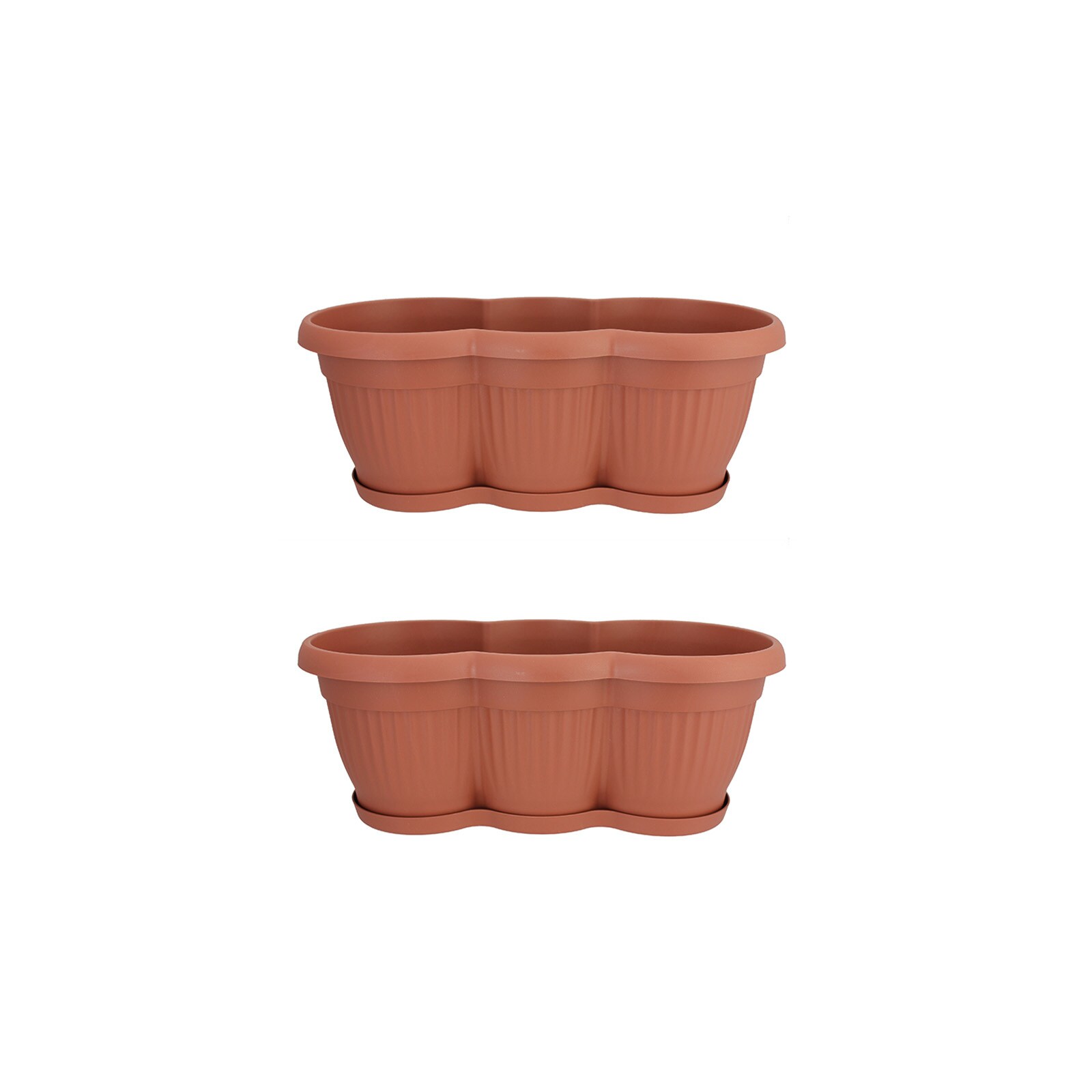 HTI-Living Blumenkasten mit Untersetzer 40 cm 2er Set Terracotta - Bild 1