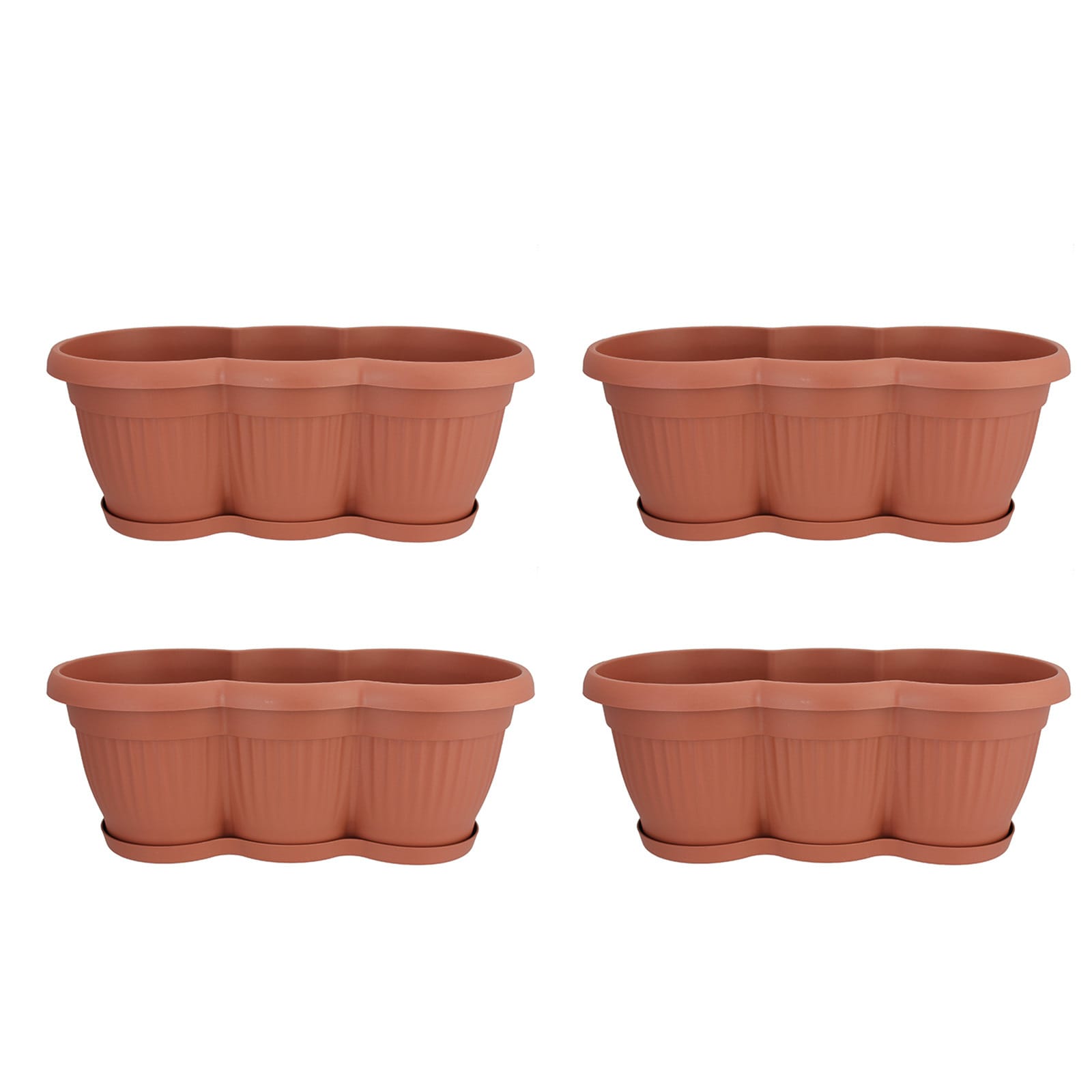HTI-Living Blumenkasten mit Untersetzer 40 cm 4er Set Terracotta - Bild 1