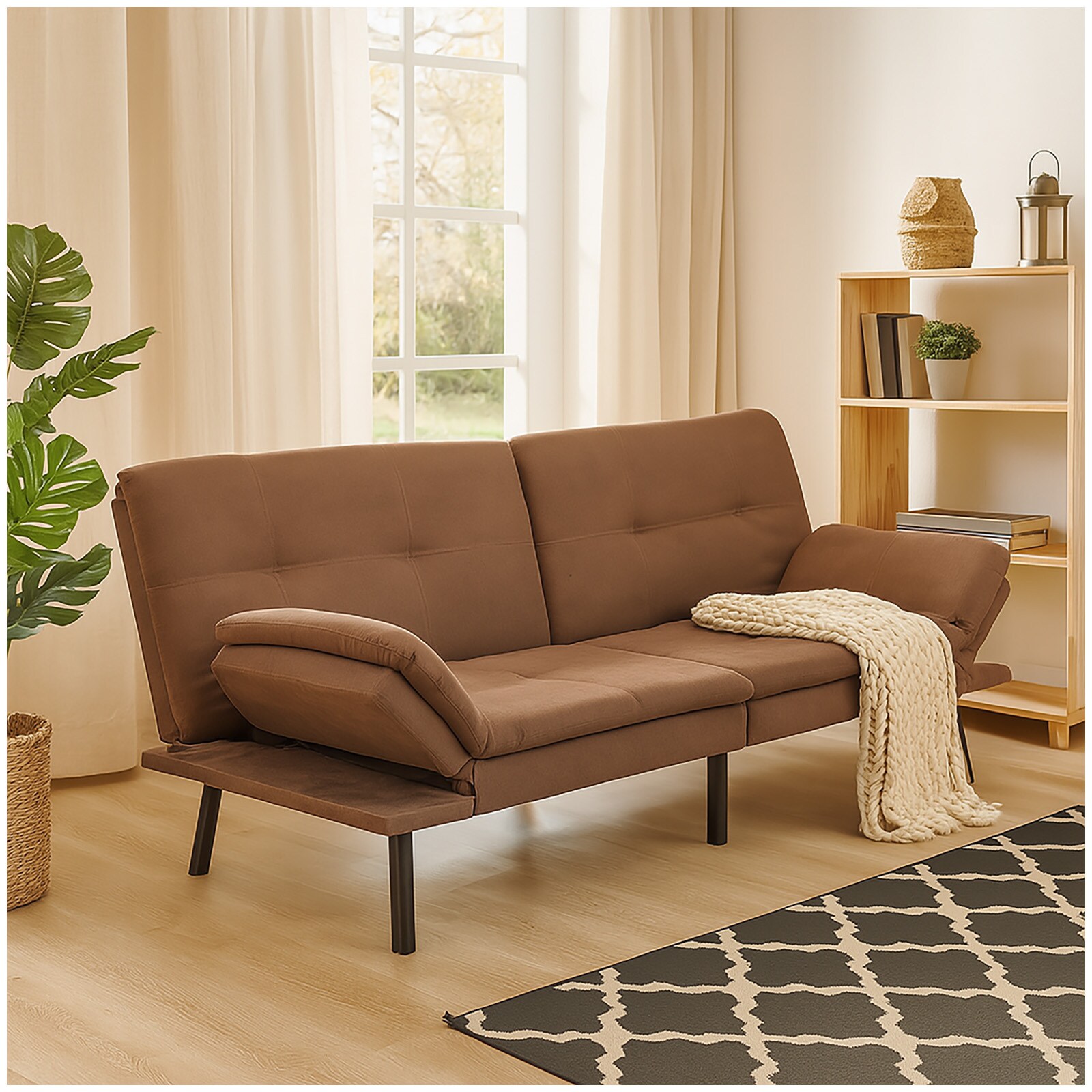 HTI-Living Sofa mit verstellbaren Armlehnen Braun