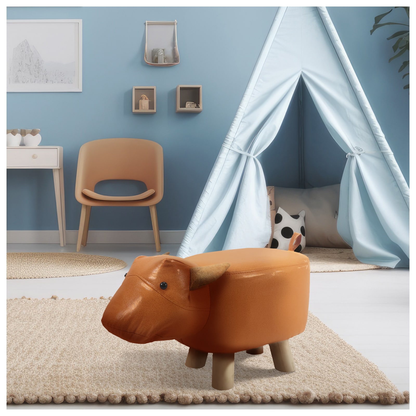 HTI-Living Hocker f&uuml;r Kinder Tiermotiv Kuh - Bild 1