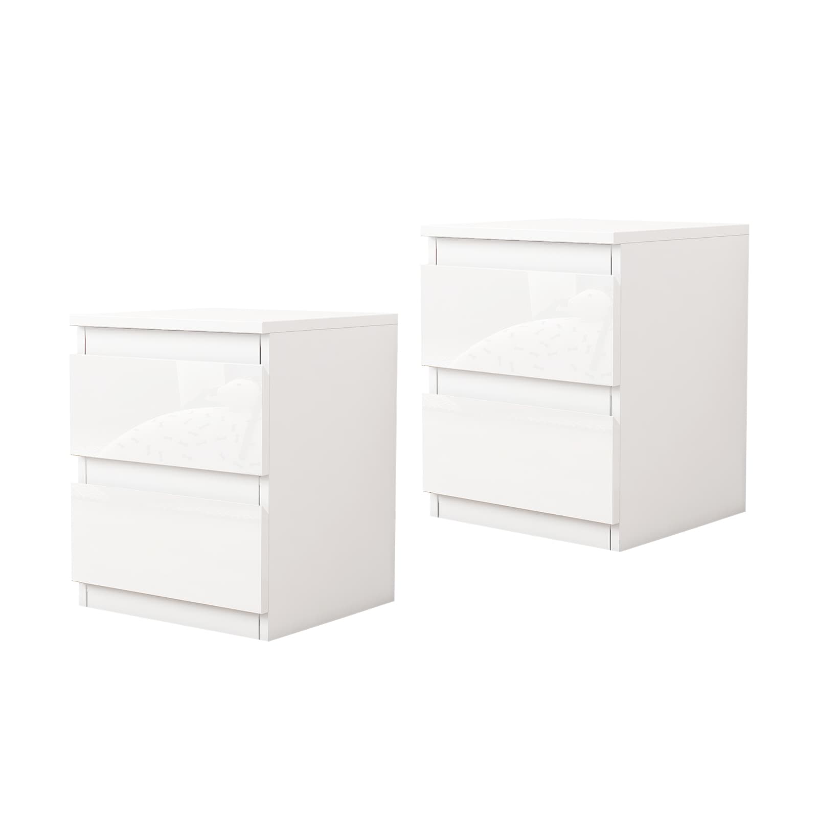 HTI-Living Nachtschrank Kenji Hochglanz Wei&szlig; 2er-Set - Bild 1