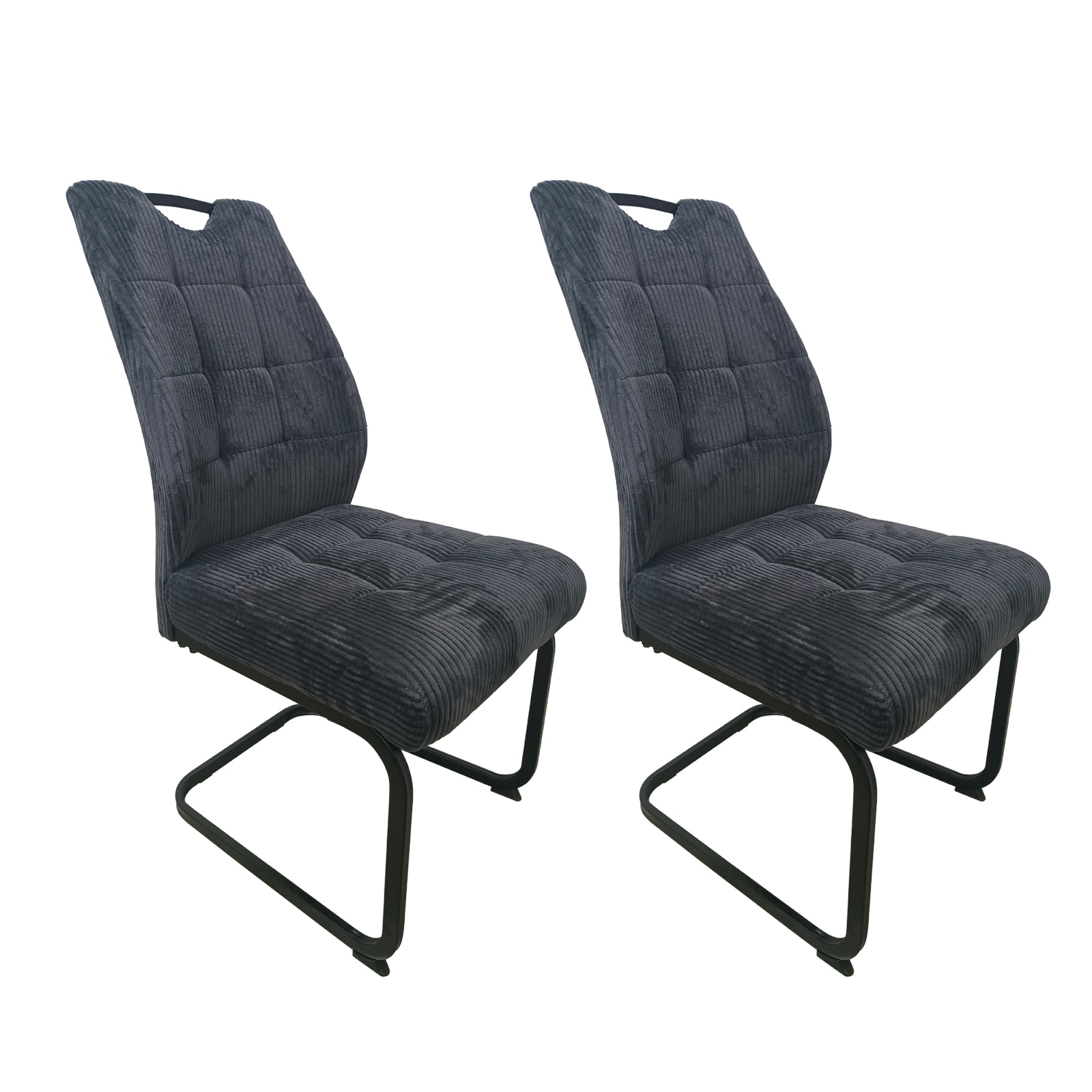 HTI-Living Schwingstuhl Marek Cord Dunkelgrau 2er-Set - Bild 1