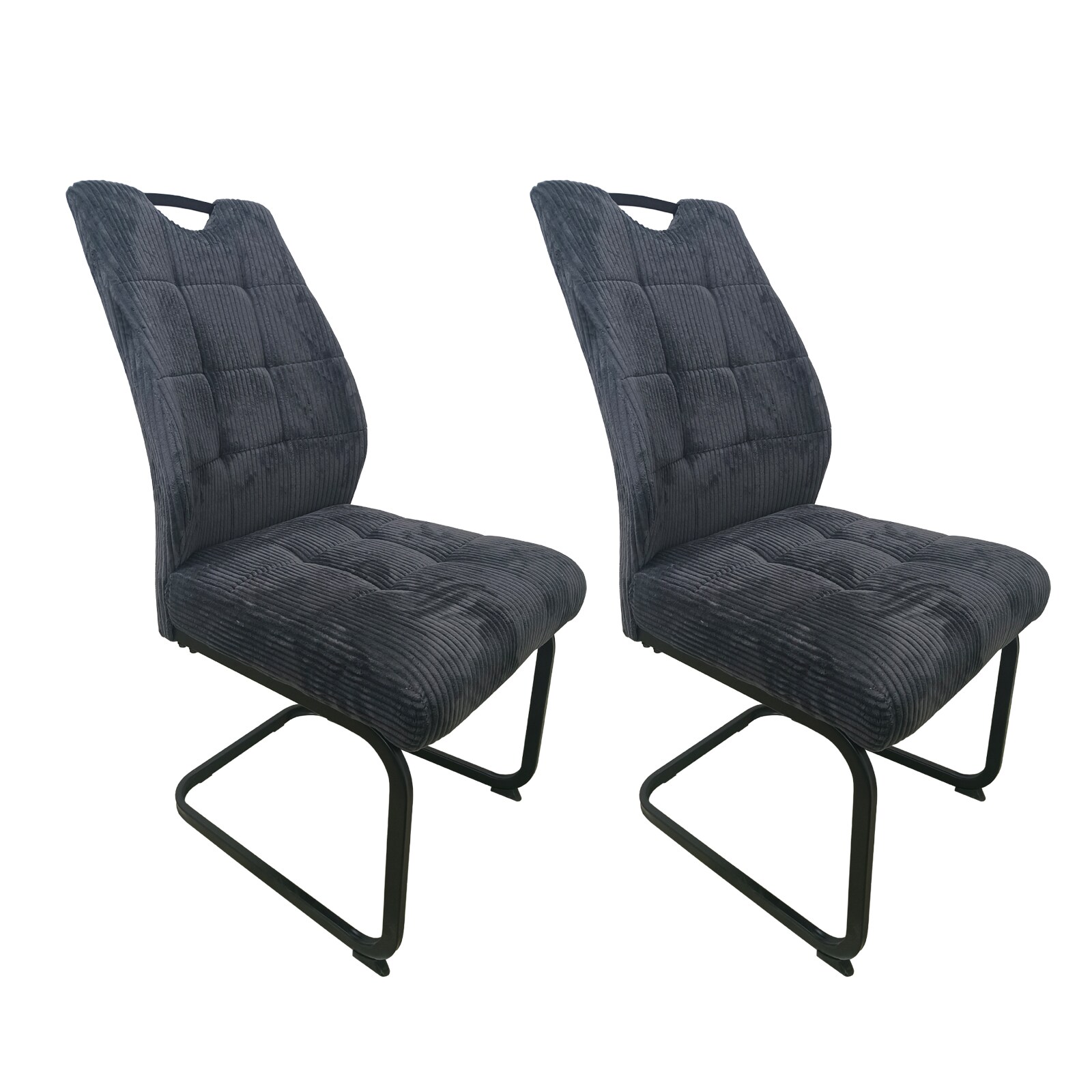HTI-Living Schwingstuhl Marek Cord Dunkelgrau 2er-Set