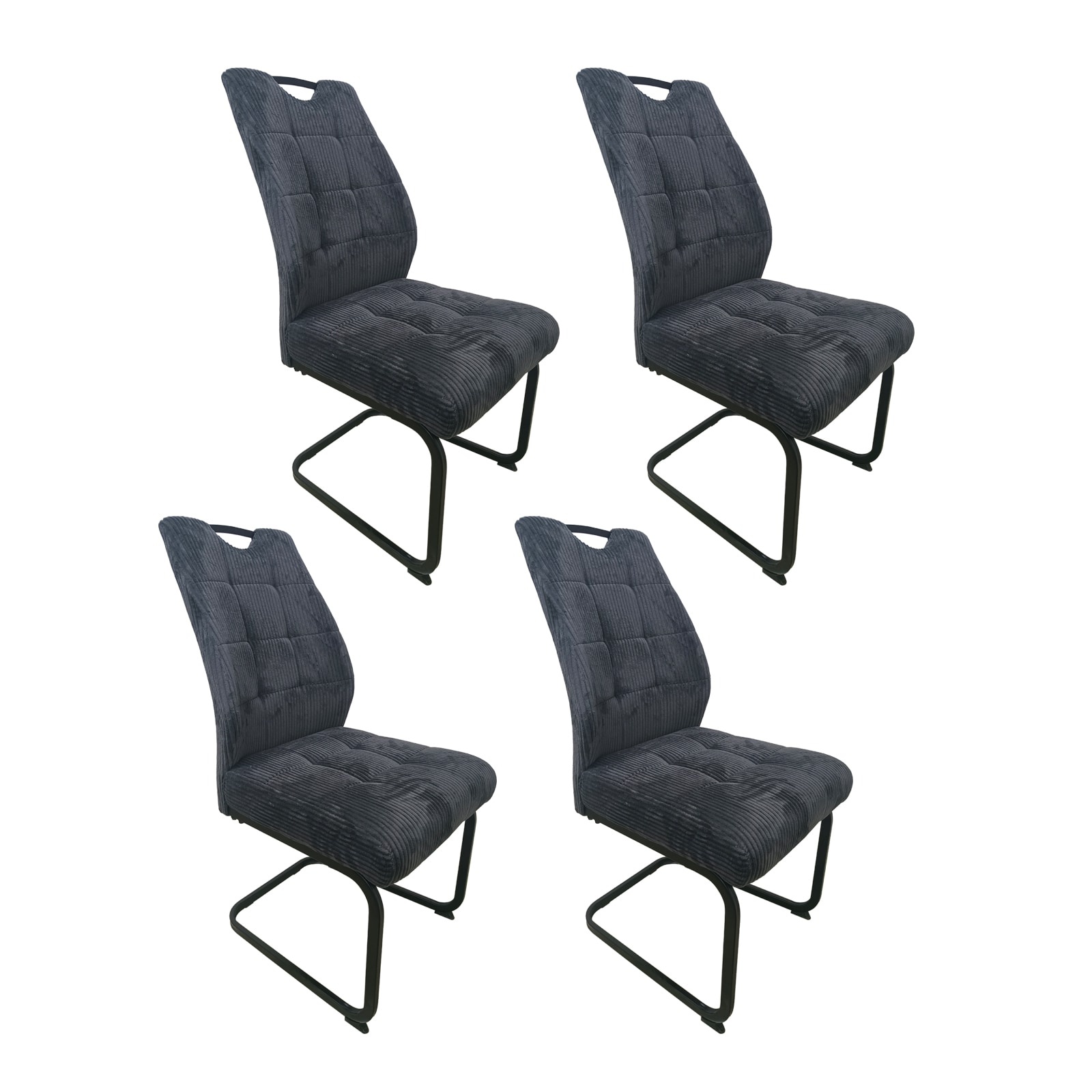 HTI-Living Schwingstuhl Marek Cord Dunkelgrau 4er-Set - Bild 1