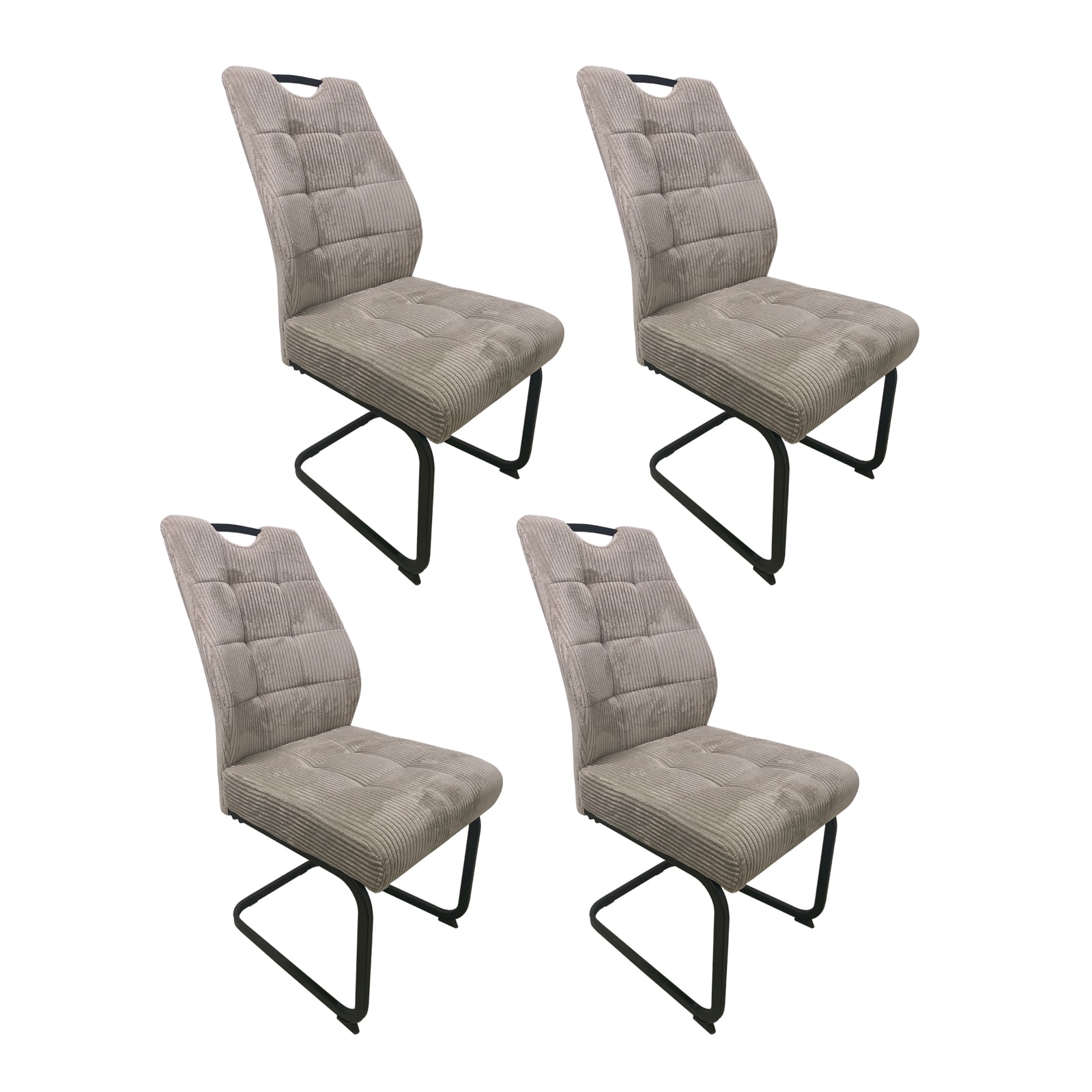 HTI-Living Schwingstuhl Marek Cord Taupe 4er-Set - Bild 1