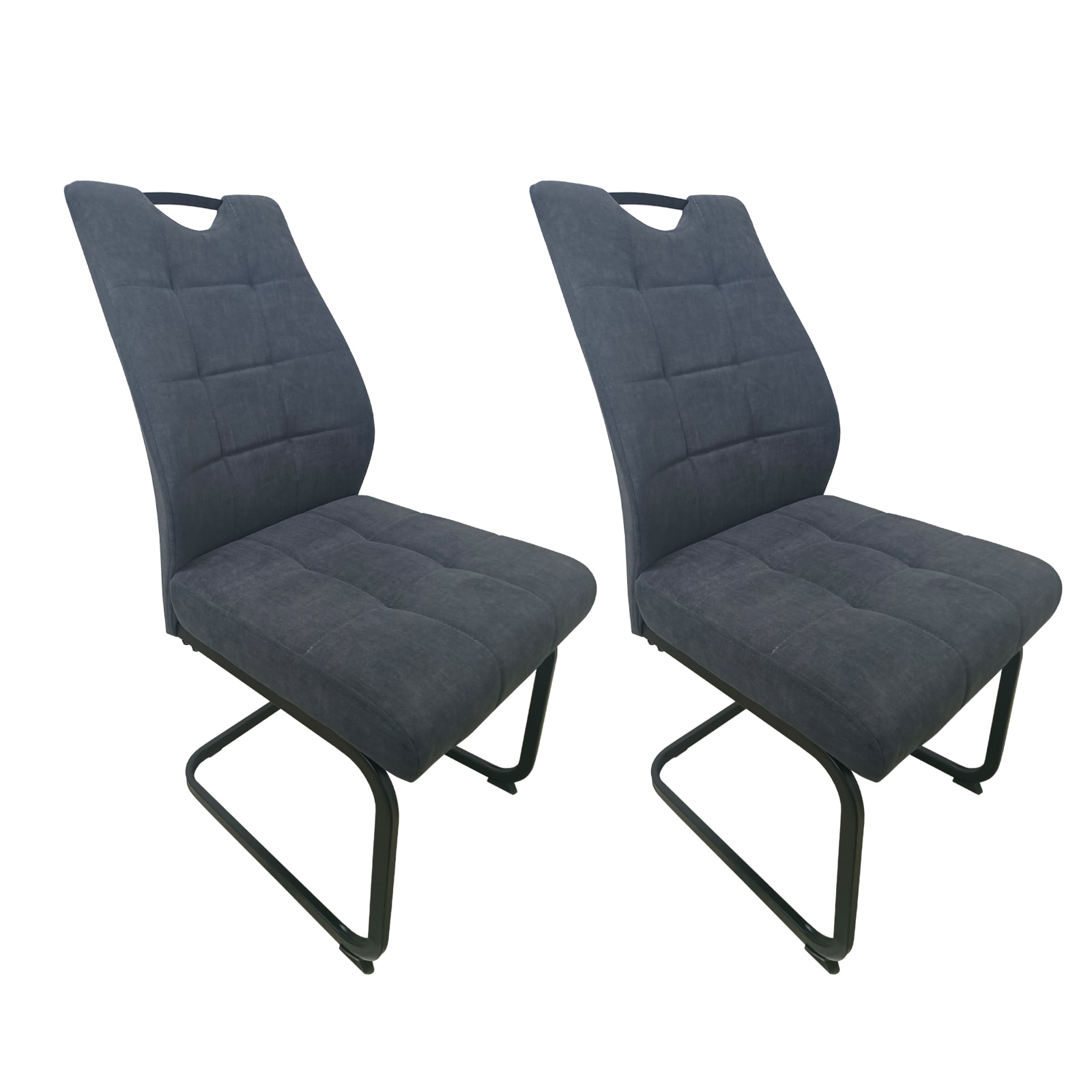 HTI-Living Schwingstuhl Marek Velvet Dunkelgrau 2er-Set - Bild 1
