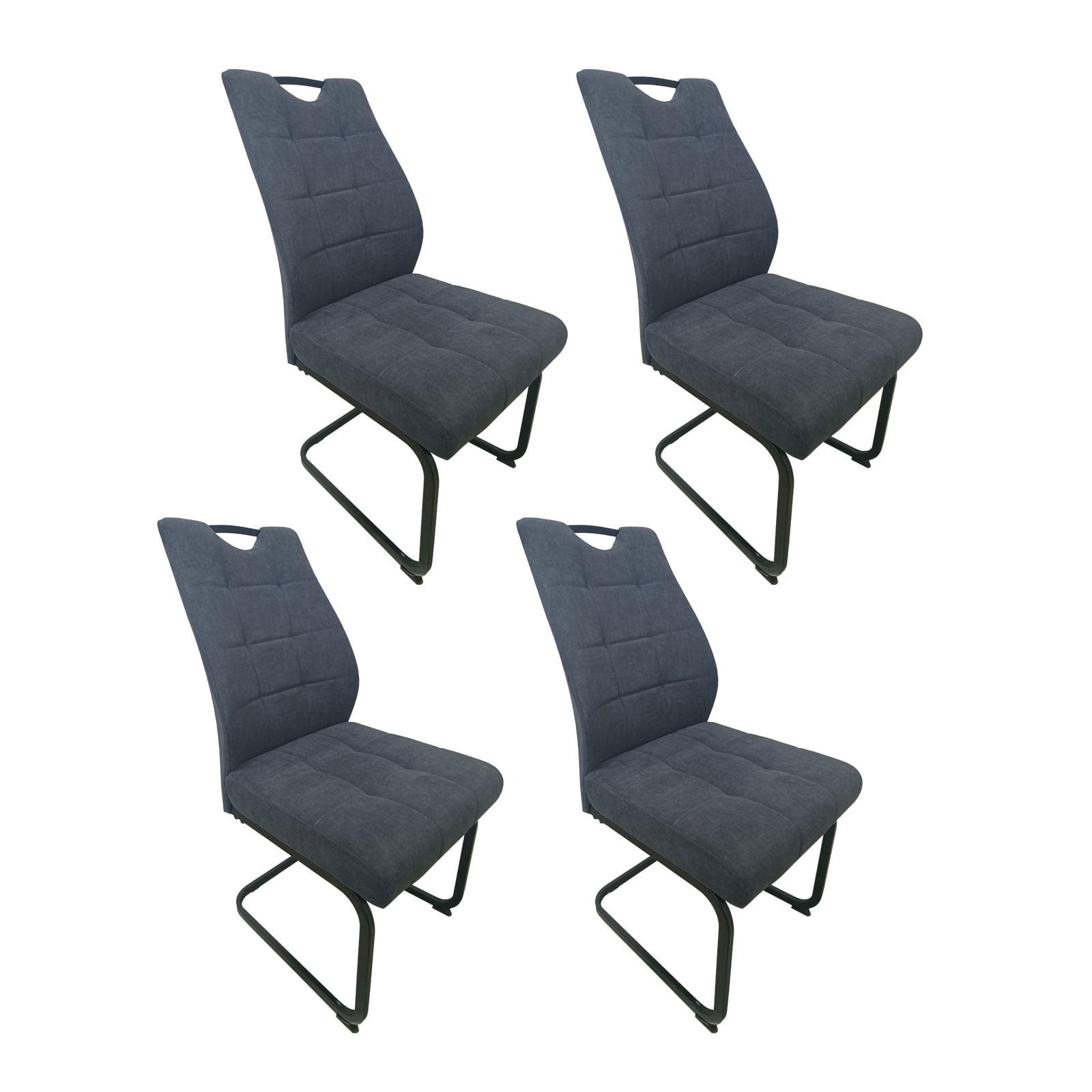 HTI-Living Schwingstuhl Marek Velvet Dunkelgrau 4er-Set - Bild 1