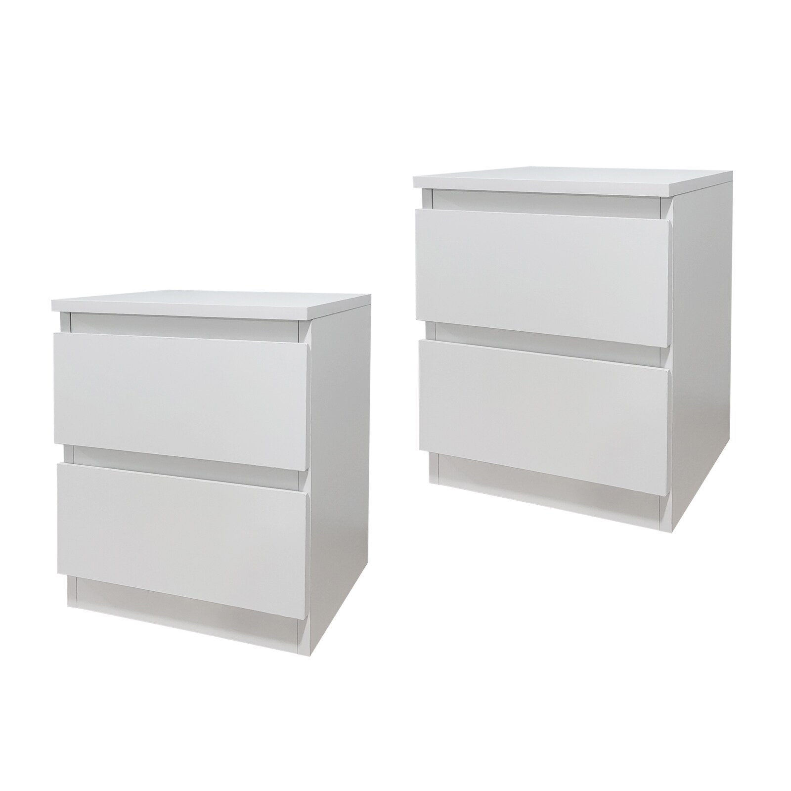 HTI-Living Nachtkommode 2er Set Wei&szlig; mit 2 grifflosen Schubladen - Bild 1