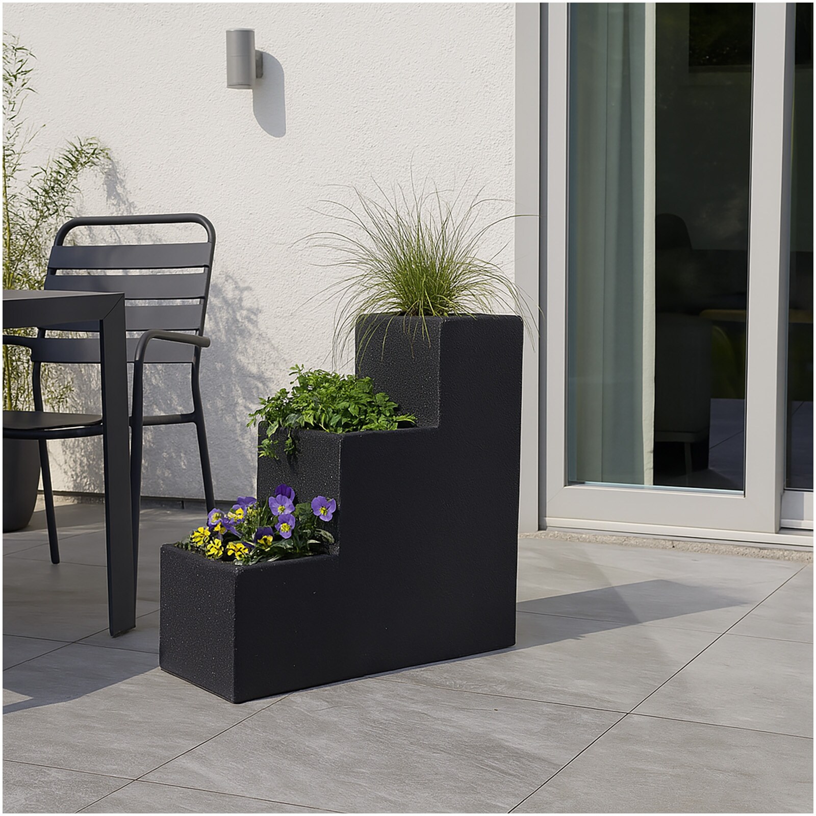 HTI-Living Moderner Blumentopf in Steinoptik 3-stufiges Pflanzgef&auml;&szlig; f&uuml;r Garten u.Terrasse - Bild 1