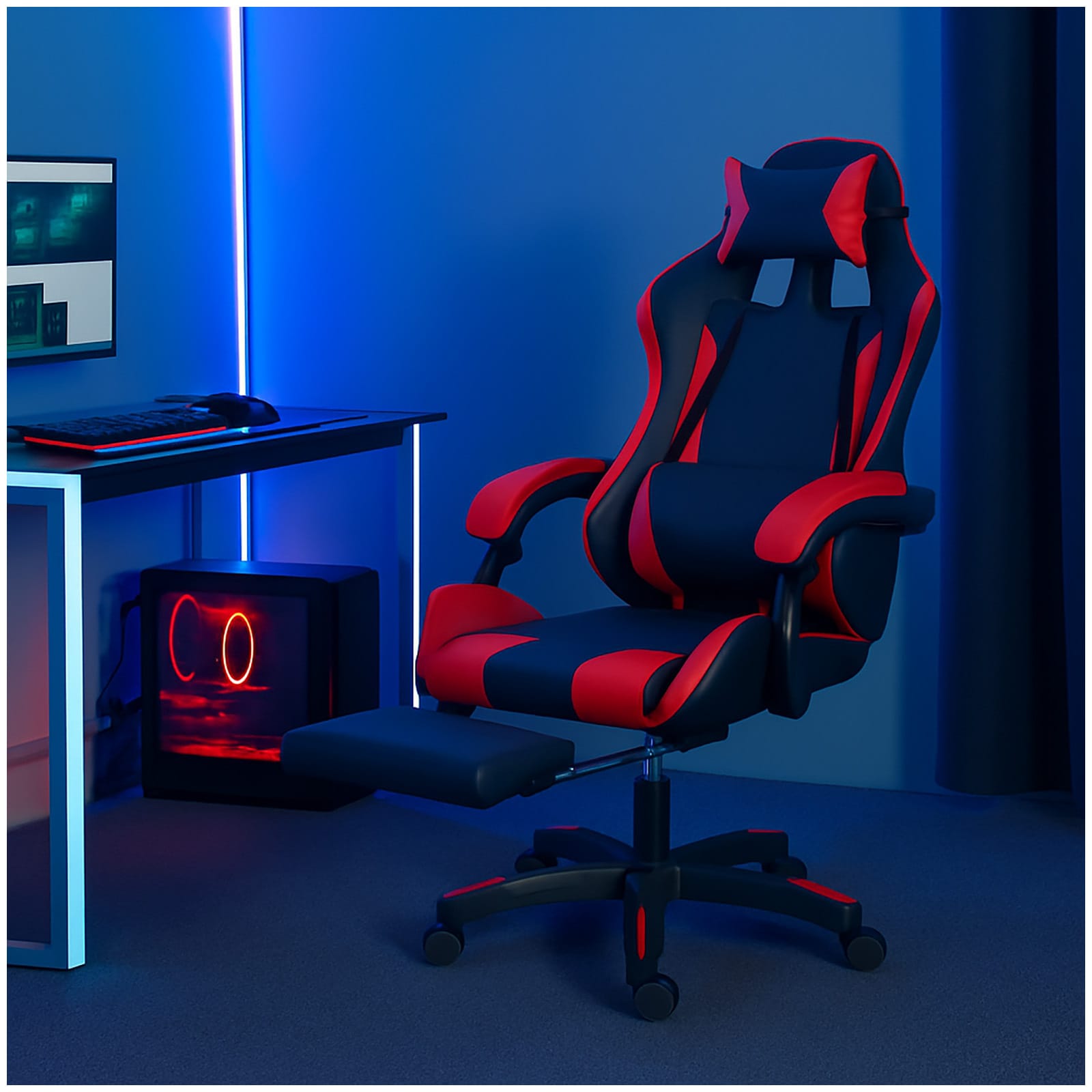 HTI-Living Ergonomischer Gaming Stuhl mit Fu&szlig;st&uuml;tze Racing-Design - Bild 1