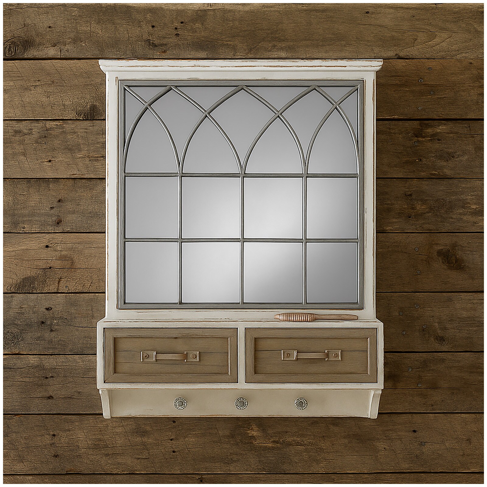 HTI-Living Wandspiegel mit Schubladen, Ablage und Haken Shabby Chic im Landhausstil | 04255701939371