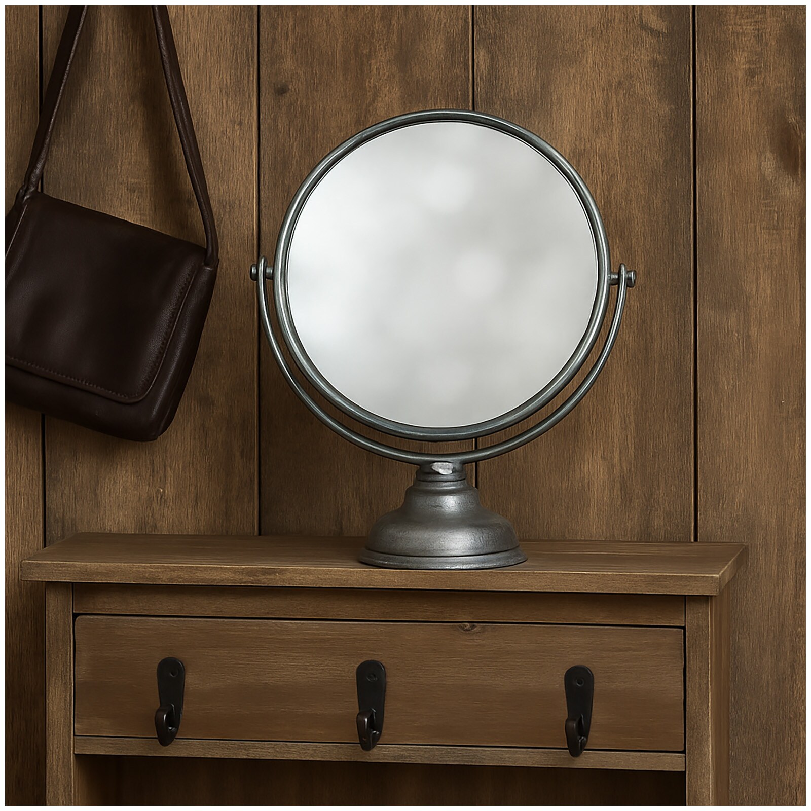 HTI-Living Runder Standspiegel im rustikalen Silber-Look Vintage Tischspiegel - Bild 1