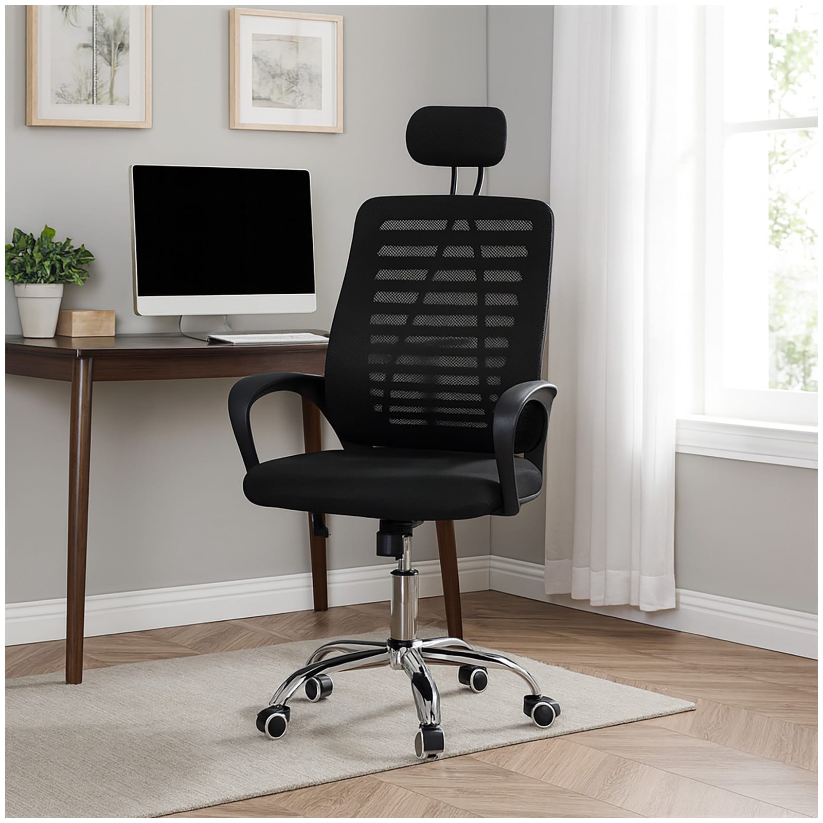 HTI-Living Ergonomischer Drehstuhl mit Meshbezug und Kopfst&uuml;tze - Bild 1