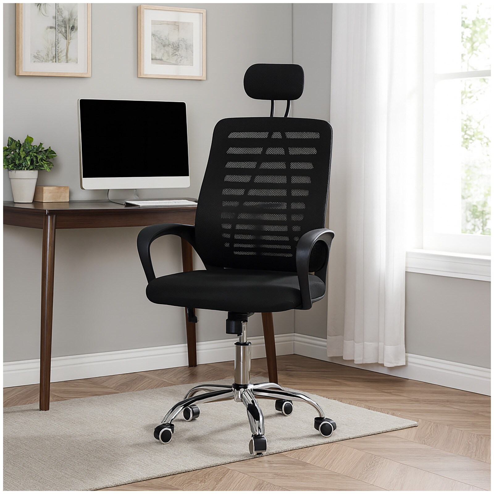 HTI-Living Ergonomischer Drehstuhl mit Meshbezug und Kopfstütze | 04255701939951