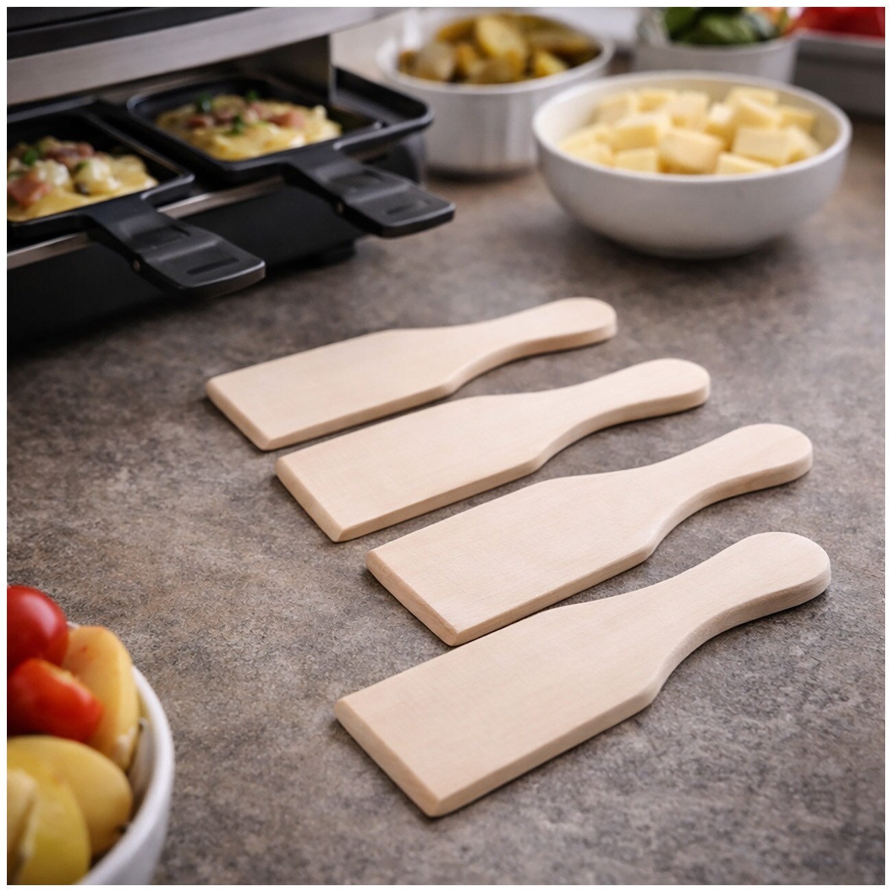 neuetischkultur Raclette Pfannenwender Holz 4er Set Raclette Spatel Holz - Bild 1