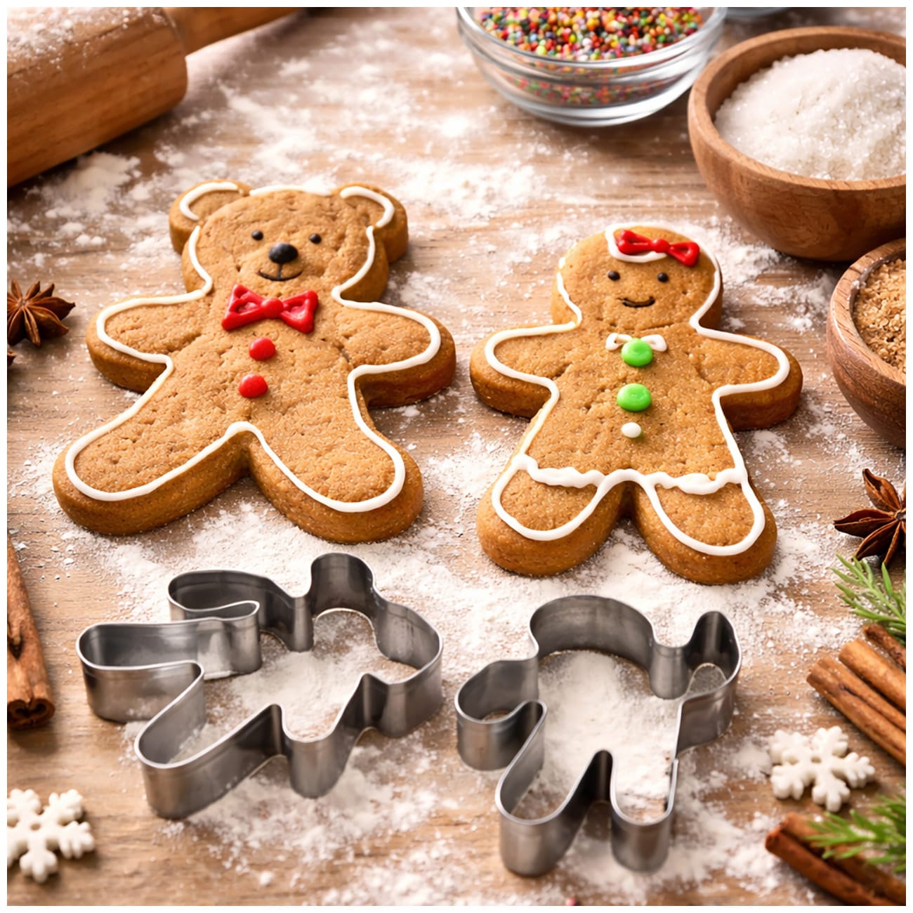 neuetischkultur Pl&auml;tzchenausstecher Set Kind und Teddy Edelstahl Ausstechformen 2er - Bild 1