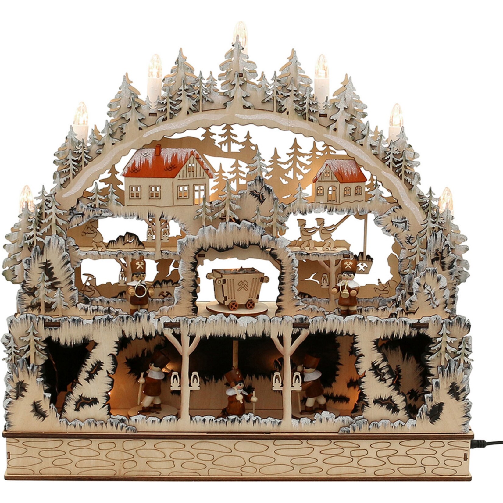 SIGRO Holz Schwibbogen mit Bank Bergwerk - Bild 1