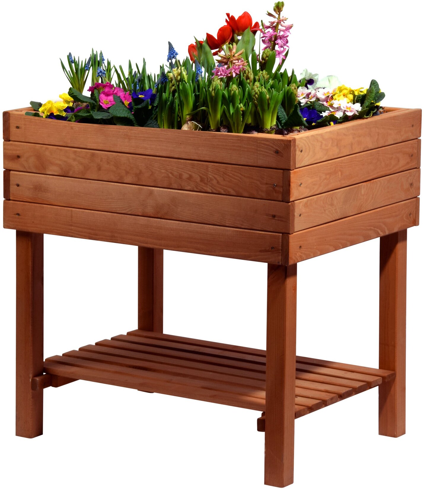 Hochbeet „Kubus“ mit Ablage inkl. Pflanzfolie, braun 80 x 60 x 80 cm | 04042085582701