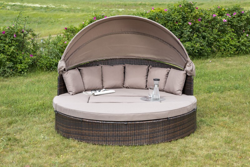 Merxx Relaxinsel Riva braun taupe Loungemöbel Gartenbett Gartenliege