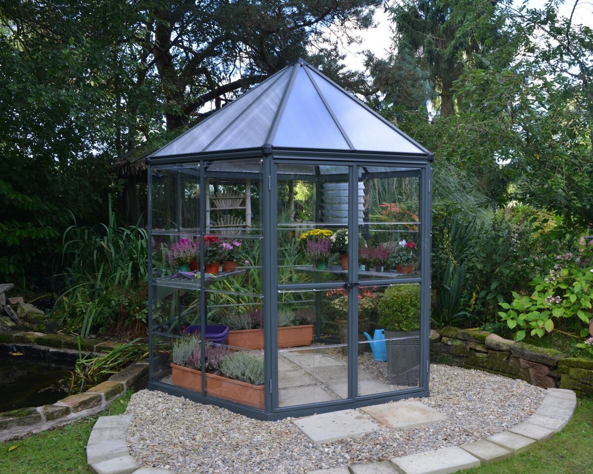 Palram - Canopia Oasis 2.5x2.1 Gewächshaus rund, Gewächshaus hexagon, glas pavillon